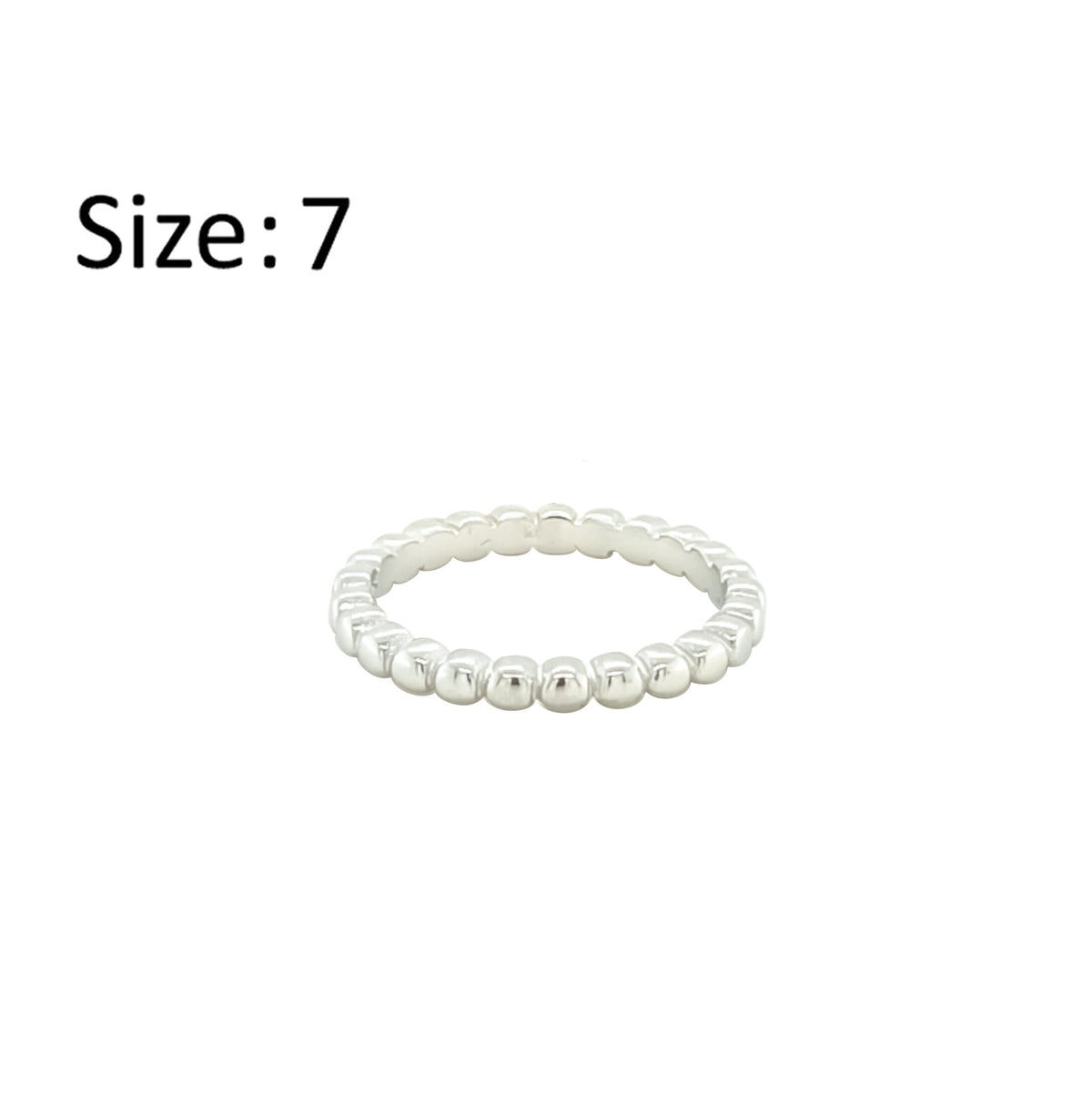 Asfour Crystal Band Ring With Ball Design In 925 Sterling Silver-RD0194-7