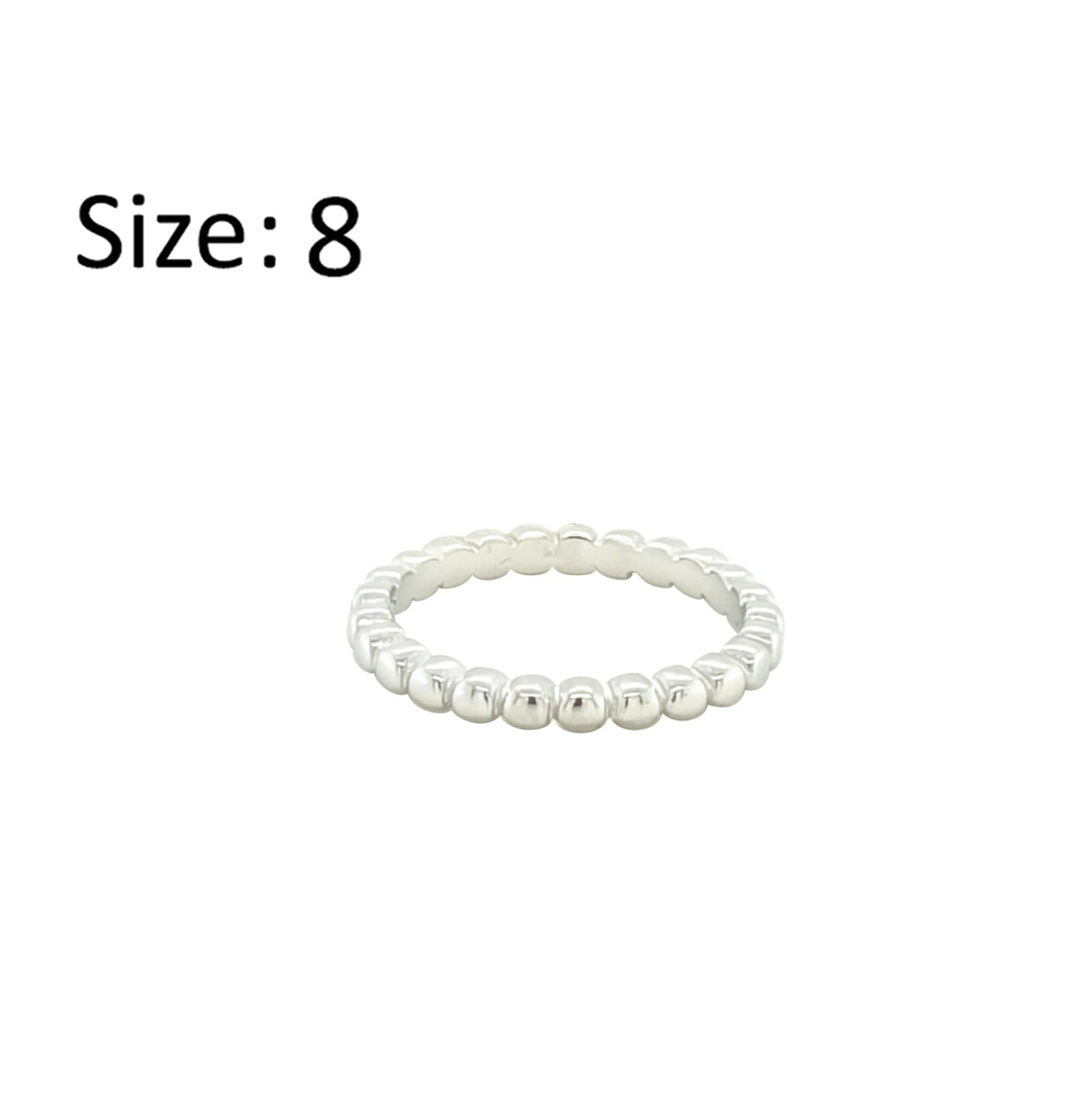 Asfour Crystal Band Ring With Ball Design In 925 Sterling Silver-RD0194-8