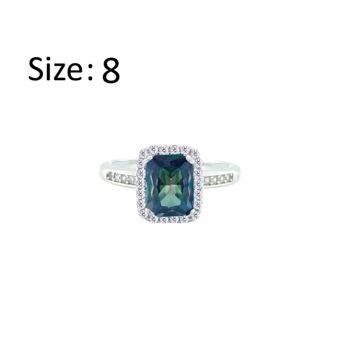 Asfour Crystal Drew Ring With Multi Color Emerald Design In 925 Sterling Silver -RD0199-AP-8