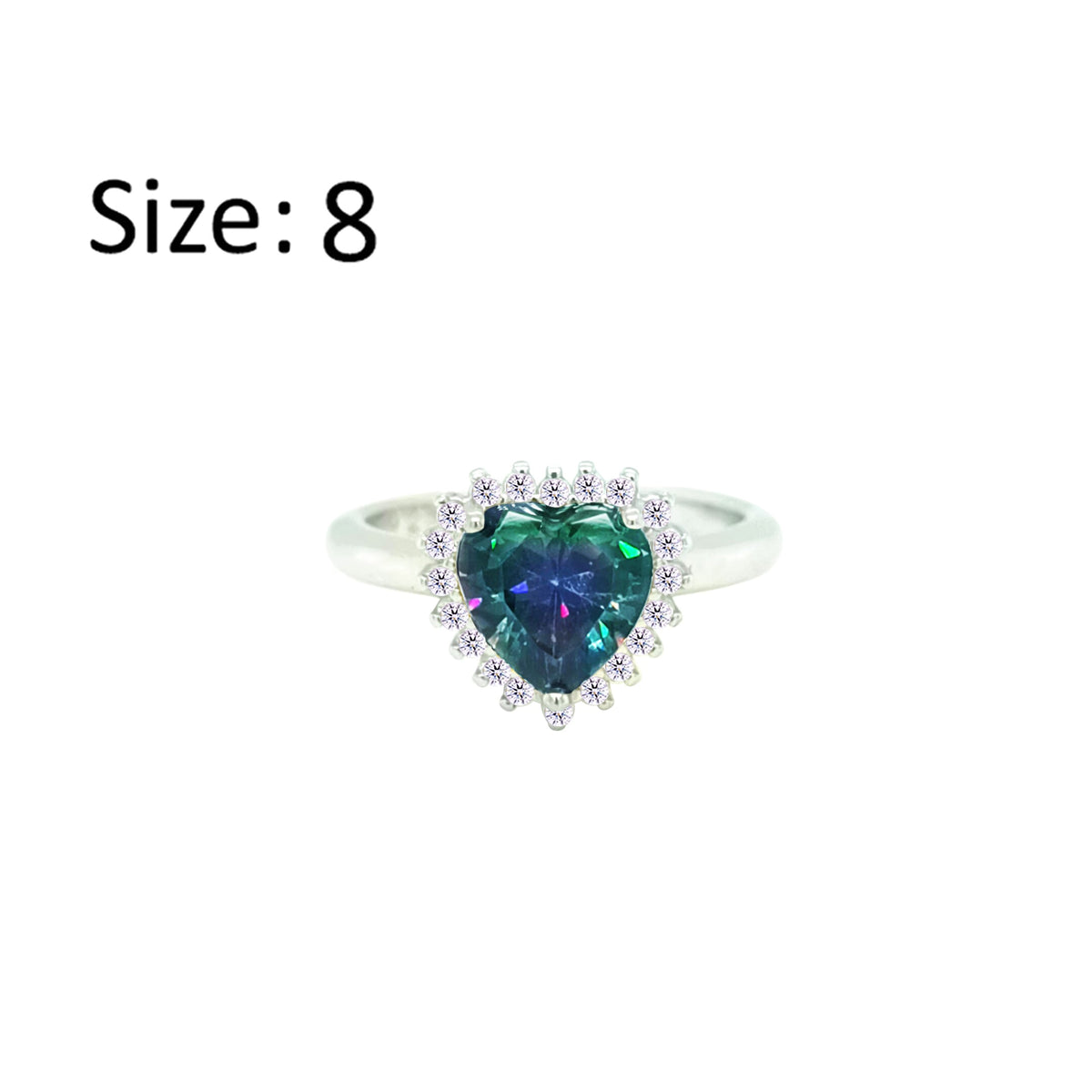 Asfour Crystal Drew Ring With Multi Color Heart Design In 925 Sterling Silver-RD0200-AP-8