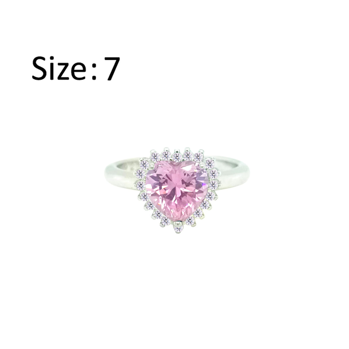 Asfour Crystal Drew Ring With Rose Heart Design In 925 Sterling Silver-RD0200-O-7