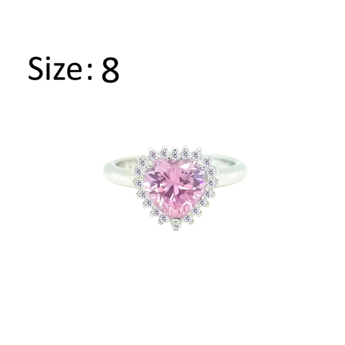 Asfour Crystal Drew Ring With Rose Heart Design In 925 Sterling Silver-RD0200-O-8