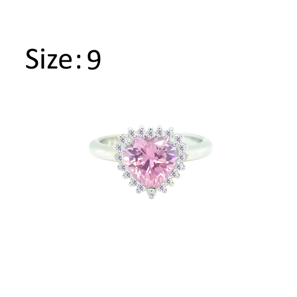 Asfour Crystal Drew Ring With Rose Heart Design In 925 Sterling Silver-RD0200-O-9