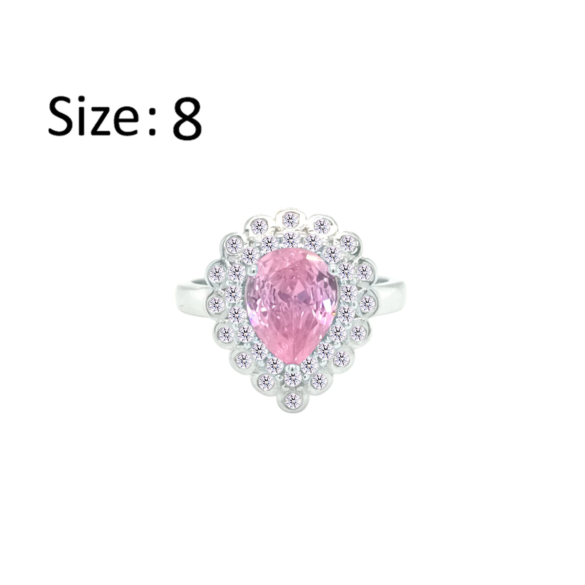 Asfour Crystal Drew Ring With Rose Pear Design In 925 Sterling Silver-RD0203-WO-8