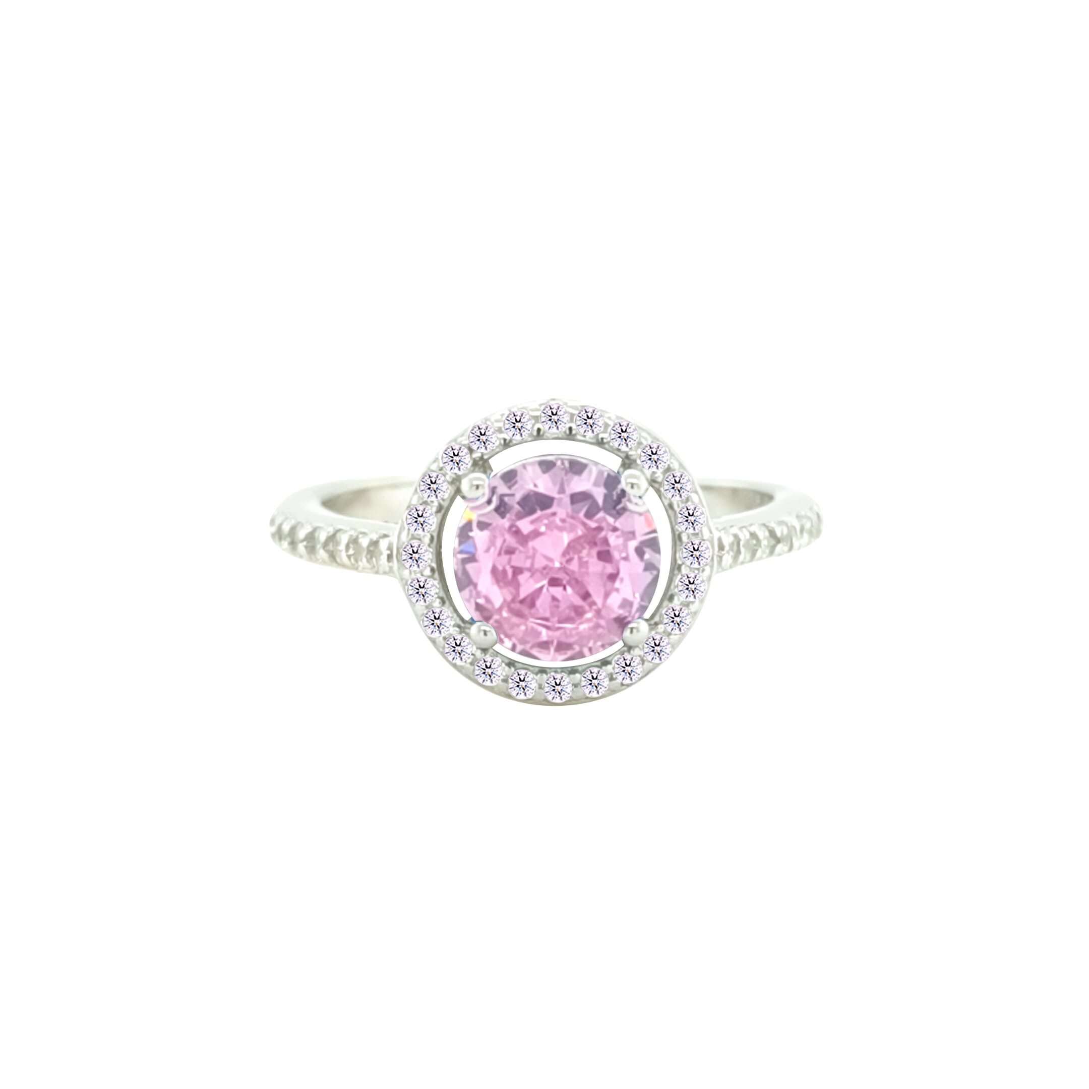 Asfour Crystal Drew Ring With Halo Rose Round Design In 925 Sterling Silver-RD0208-O-8