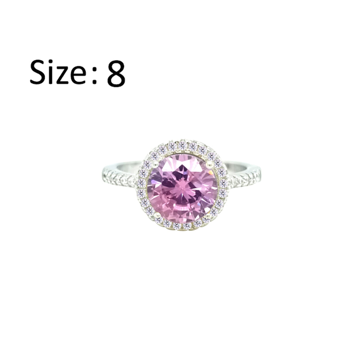 Asfour Crystal Drew Ring With Halo Rose Round Design In 925 Sterling Silver-RD0209-O-8
