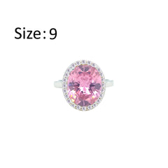 Asfour Creations Drew Ring With Halo Rose Oval Design In 925 Sterling Silver – Size 9 – RD0214-O-9