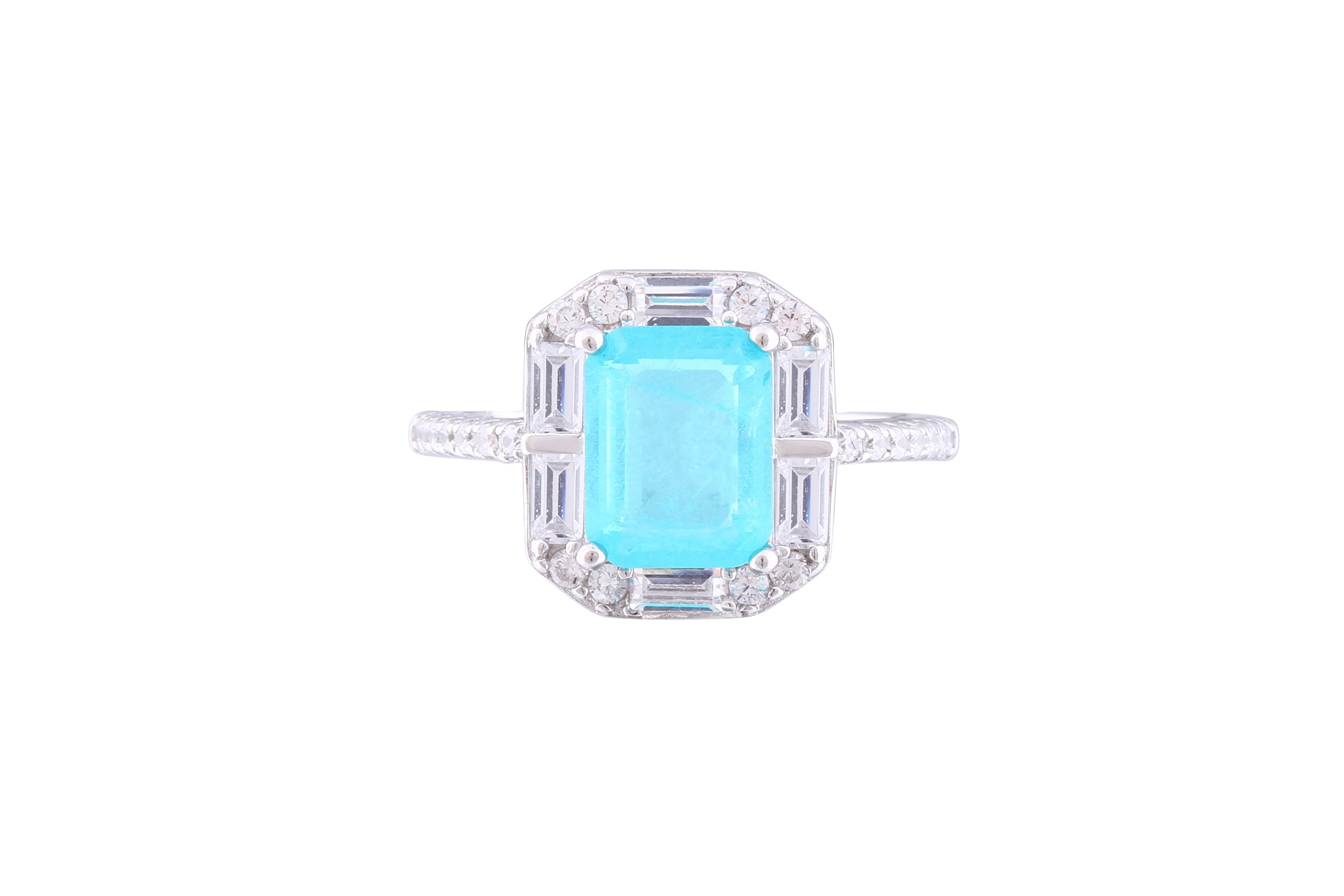 Asfour Crystal Drew Ring With Emerald Zircon Stone In 925 Sterling Silver RM0005-GC-9