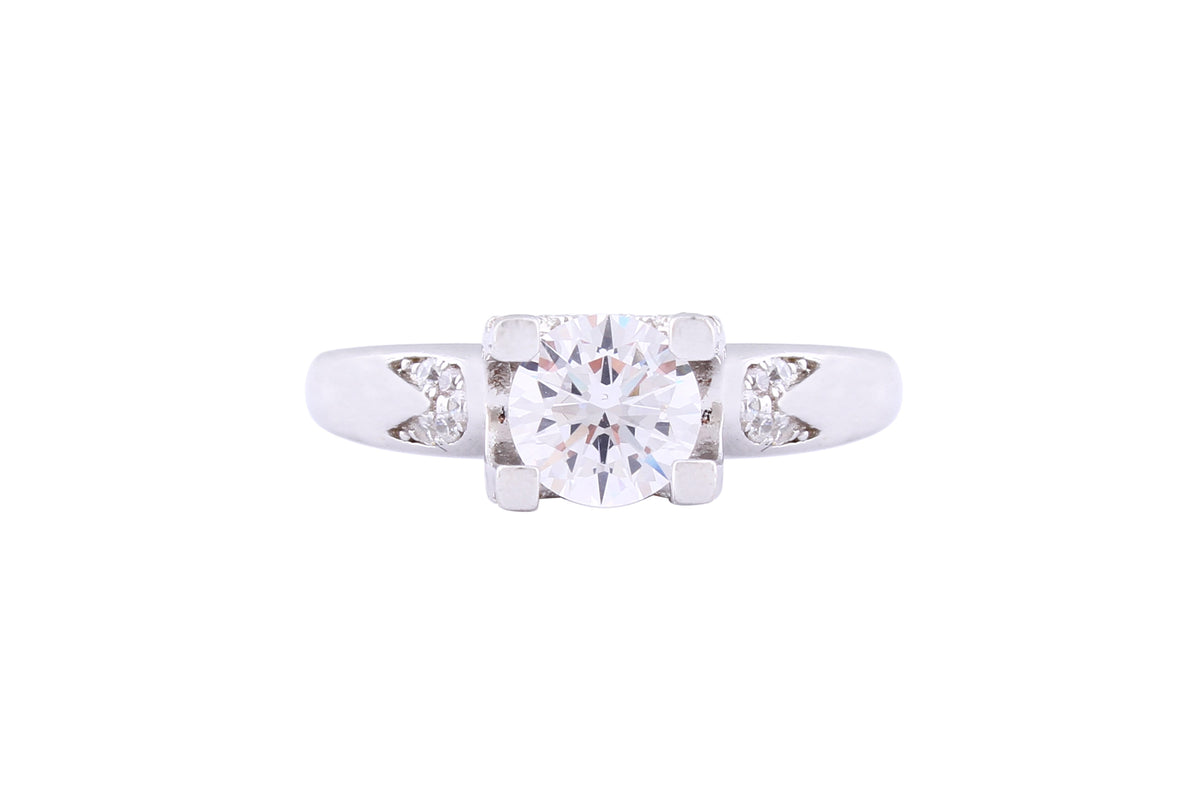 Asfour Crystal Drew Ring Inlaid With Round Zircon Stones In 925 Sterling Silver RM0016-7