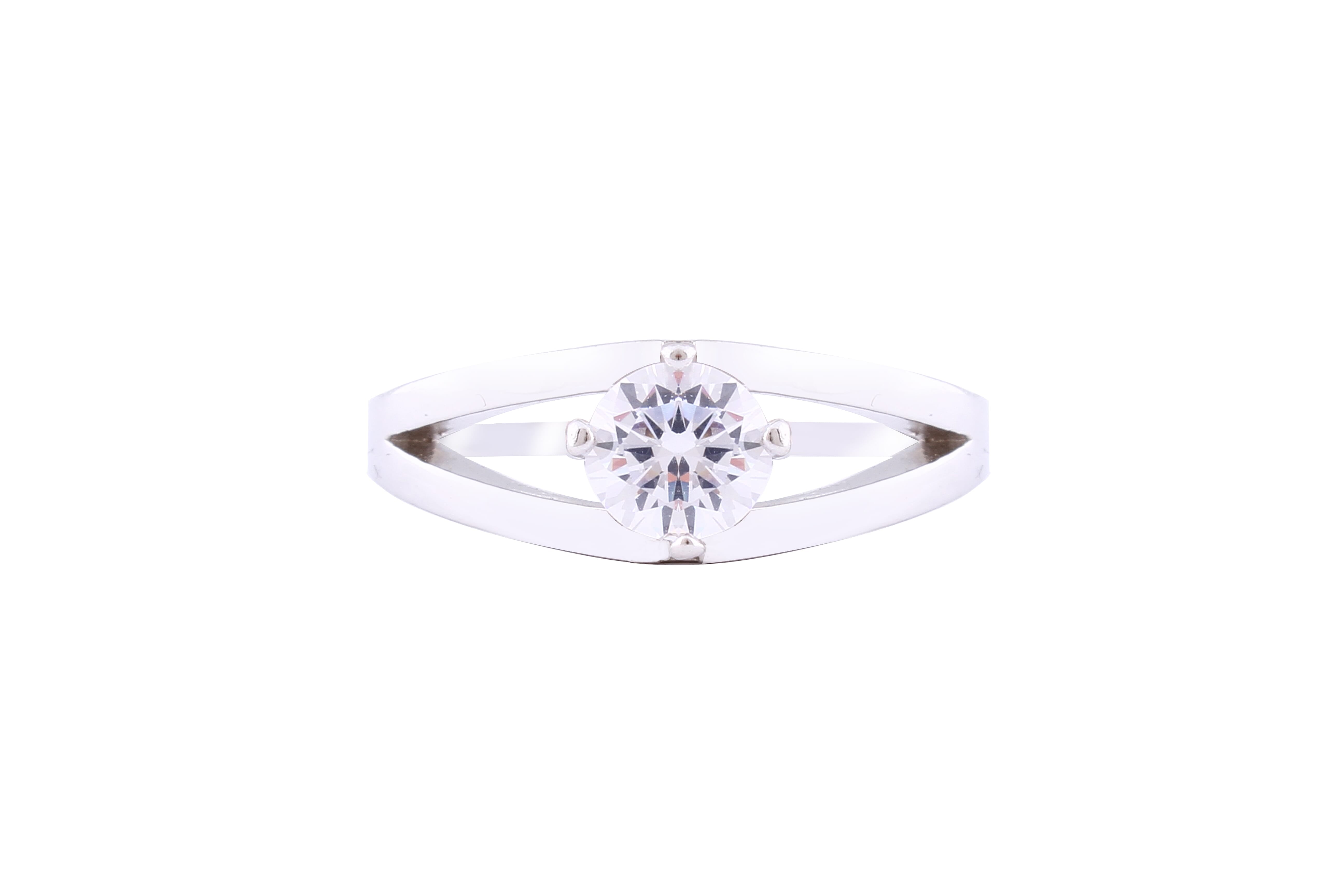 Asfour Crystal Split Shank Ring Inlaid With Round Zircon Stone In 925 Sterling Silver RM0019-8