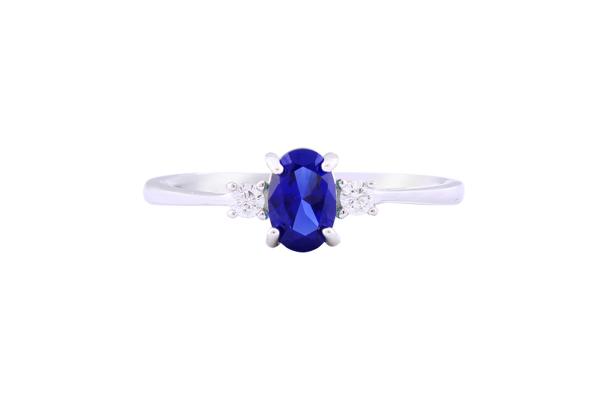 Asfour Crystal Drew Ring Inlaid With Oval Cut Blue Zircon Stone In 925 Sterling Silver RM0022-B-7