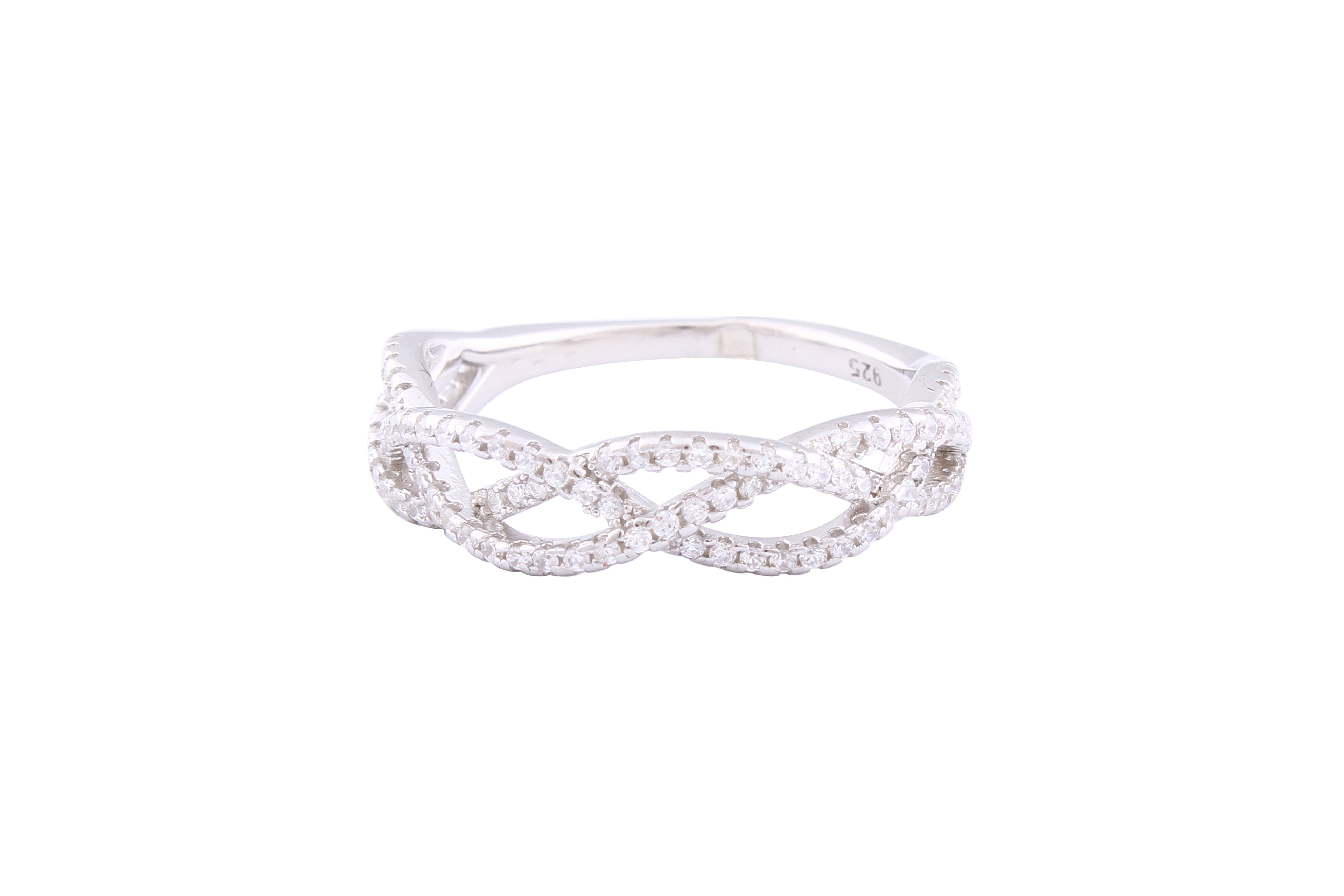 Asfour Crystal Eternity Ring Inlaid With Zircon Stones In 925 Sterling Silver RM0023-8