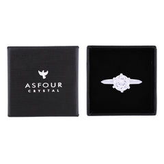 Asfour Crystal Drew Ring Inlaid With Round Zircon Stone In 925 Sterling Silver RM0034-8