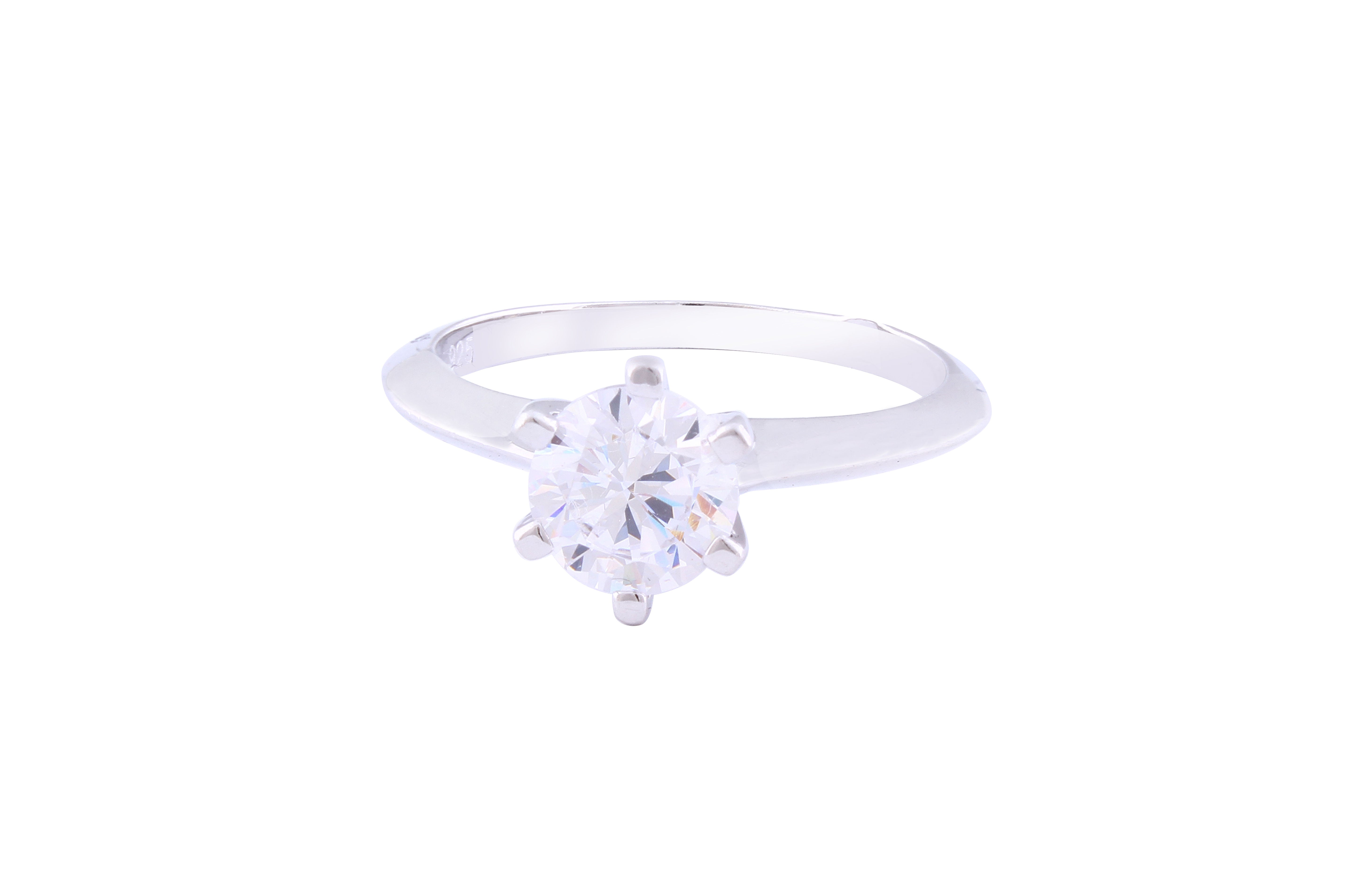 Asfour Crystal Drew Ring Inlaid With Round Zircon Stone In 925 Sterling Silver RM0035-7