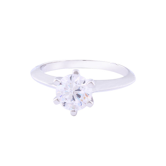 Asfour Crystal Drew Ring Inlaid With Round Zircon Stone In 925 Sterling Silver RM0035-8