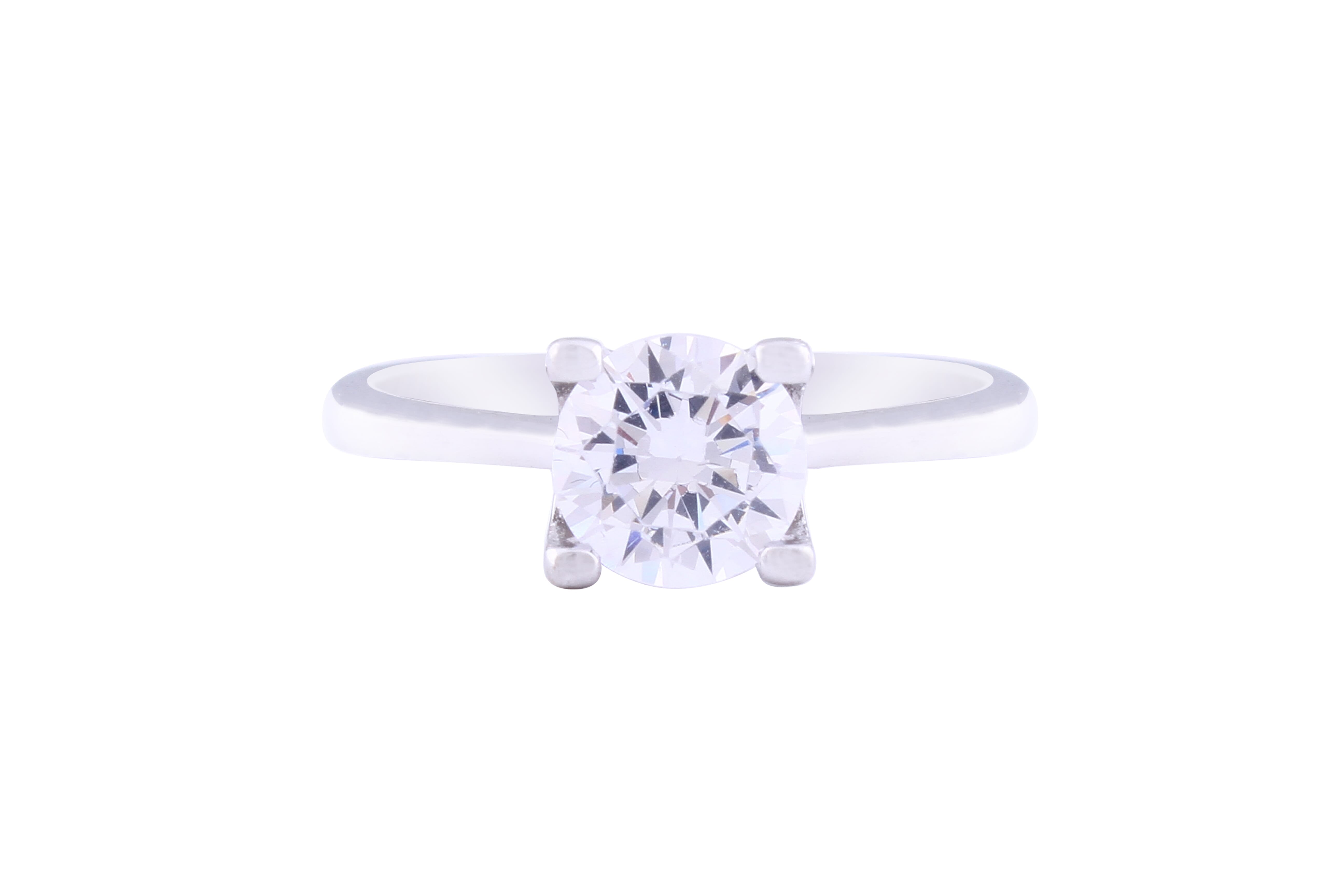 Asfour Crystal Drew Ring Inlaid With Round Zircon Stone In 925 Sterling Silver RM0036-7