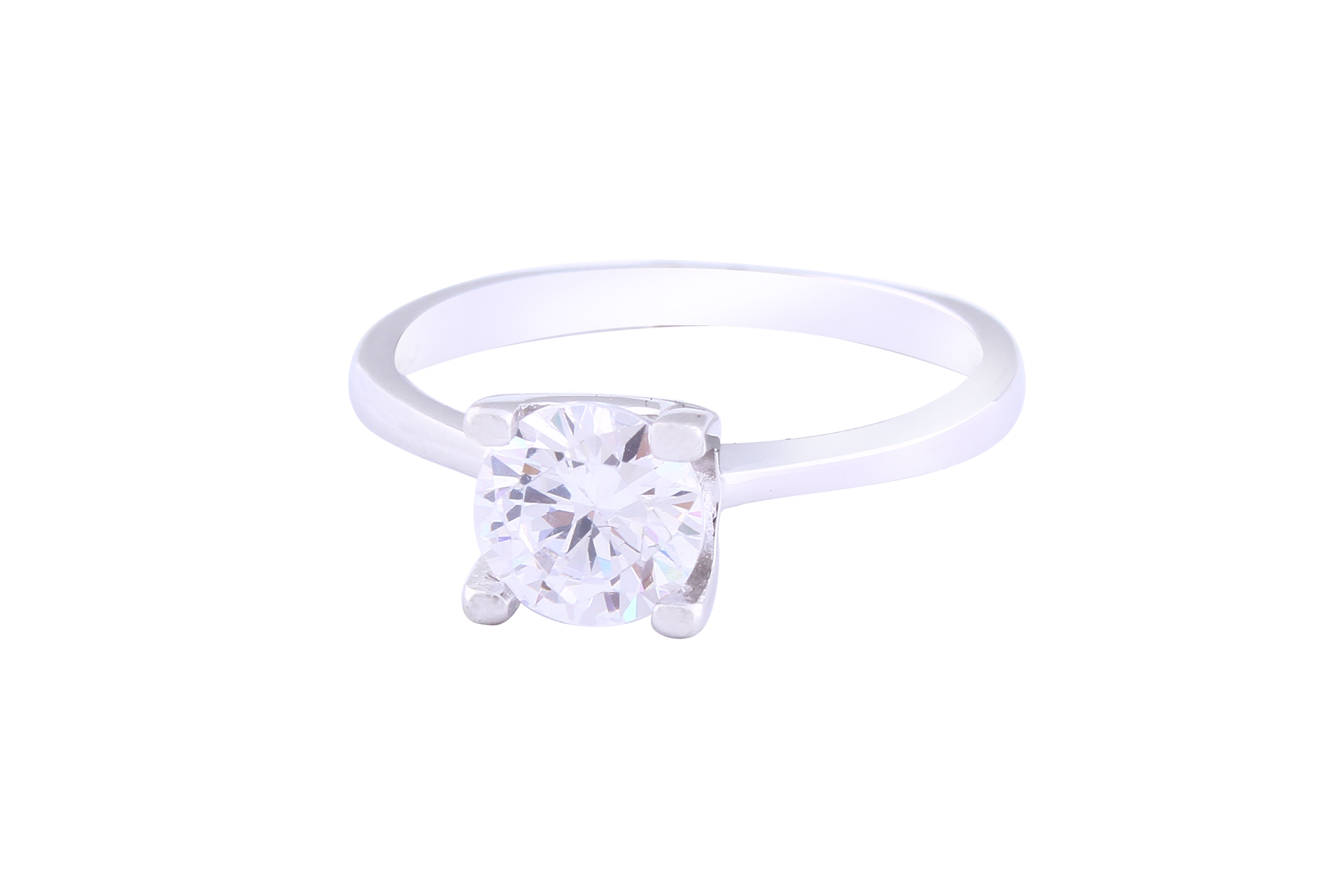 Asfour Crystal Drew Ring Inlaid With Round Zircon Stone In 925 Sterling Silver RM0036-7