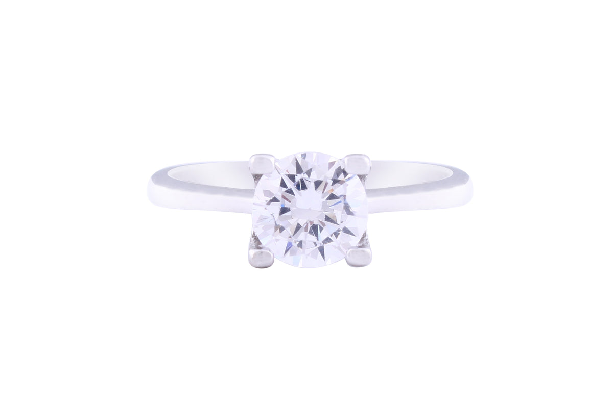 Asfour Crystal Drew Ring Inlaid With Round Zircon Stone In 925 Sterling Silver RM0036-9