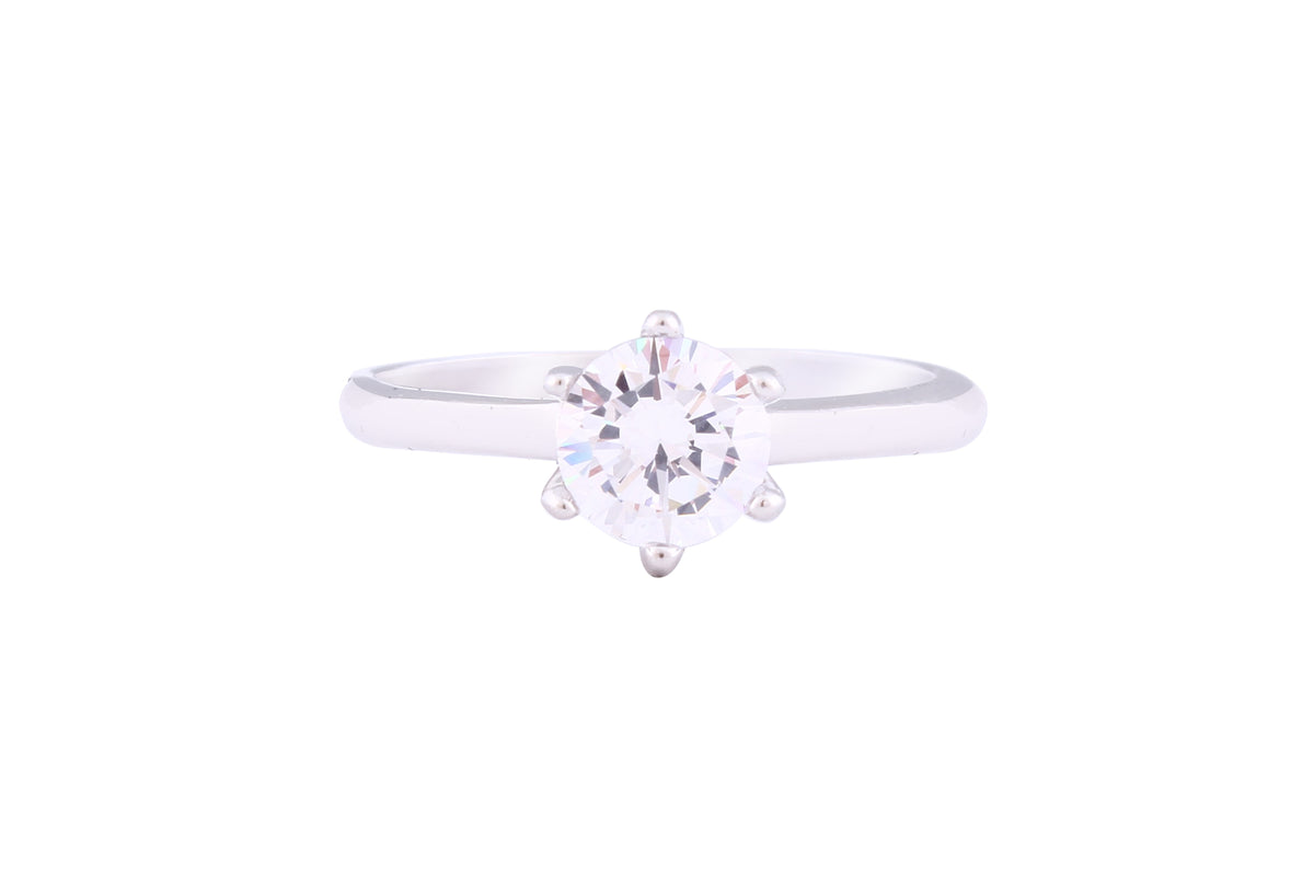 Asfour Crystal Drew Ring Inlaid With Round Zircon Stone In 925 Sterling Silver RM0038-7