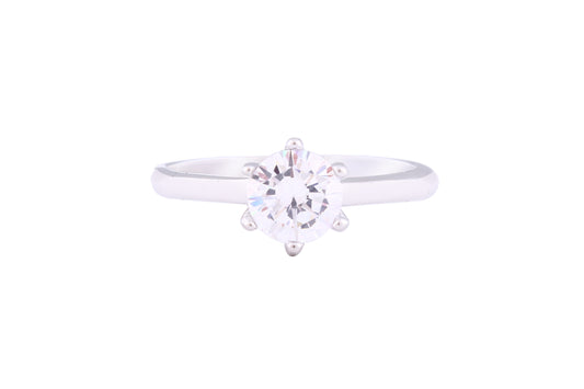 Asfour Crystal Drew Ring Inlaid With Round Zircon Stone In 925 Sterling Silver RM0038-7