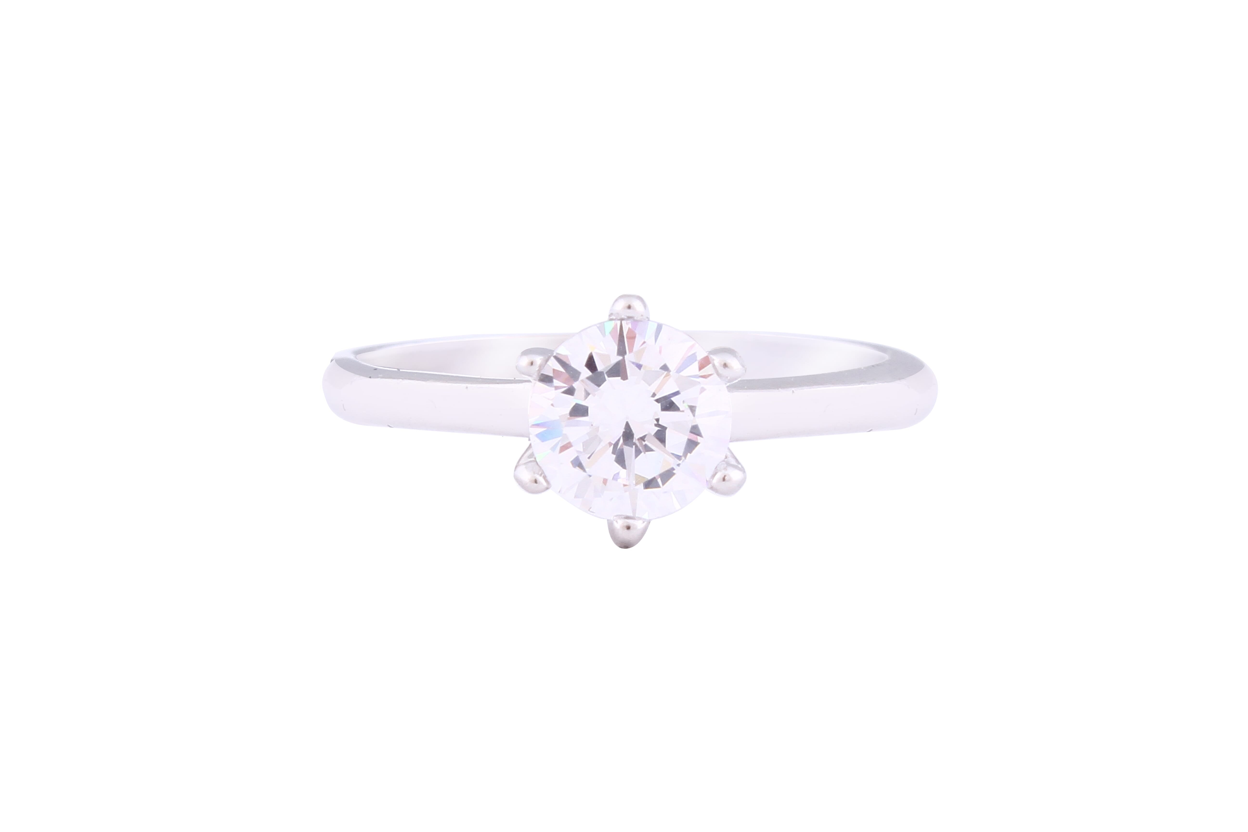 Asfour Crystal Drew Ring Inlaid With Round Zircon Stone In 925 Sterling Silver RM0038-8