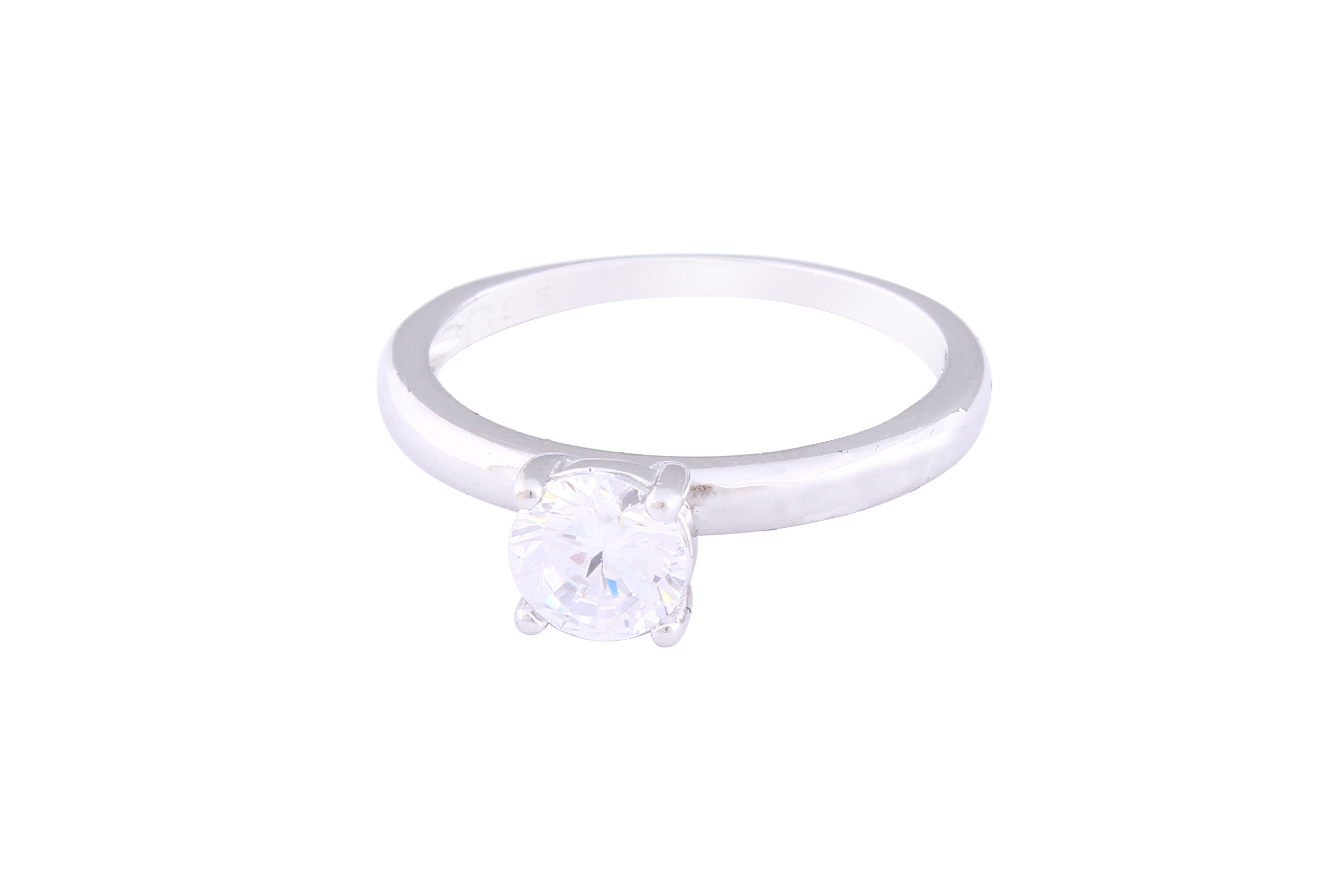 Asfour Crystal Drew Ring Inlaid With Round Zircon Stone In 925 Sterling Silver RM0039-7