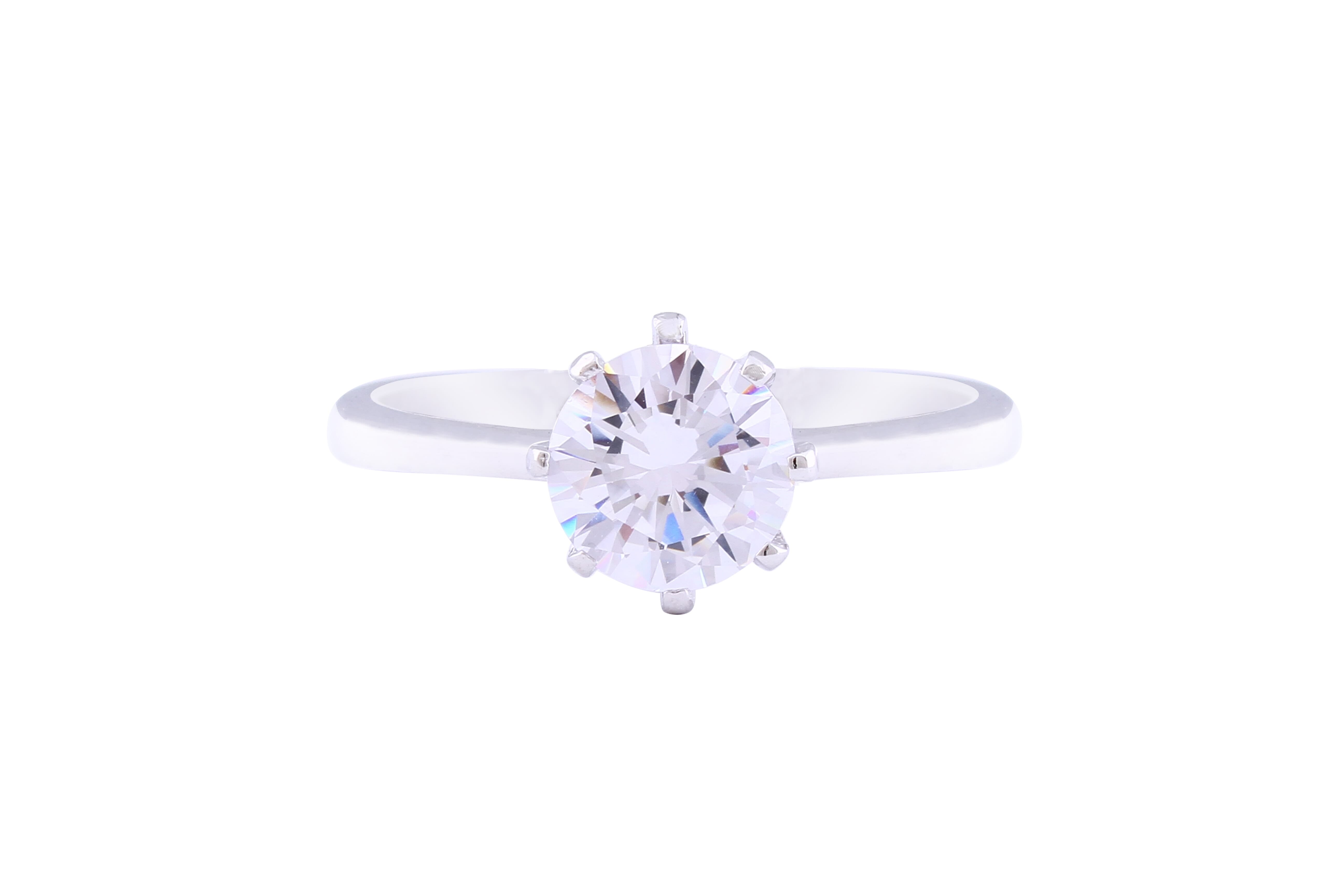 Asfour Crystal Drew Ring Inlaid With Round Zircon Stone In 925 Sterling Silver RM0040-7