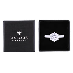 Asfour Crystal Drew Ring Inlaid With Round Zircon Stone In 925 Sterling Silver RM0041-8