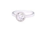 Asfour Crystal Halo Ring Inlaid With Round Zircon Stones In 925 Sterling Silver RM0043-7