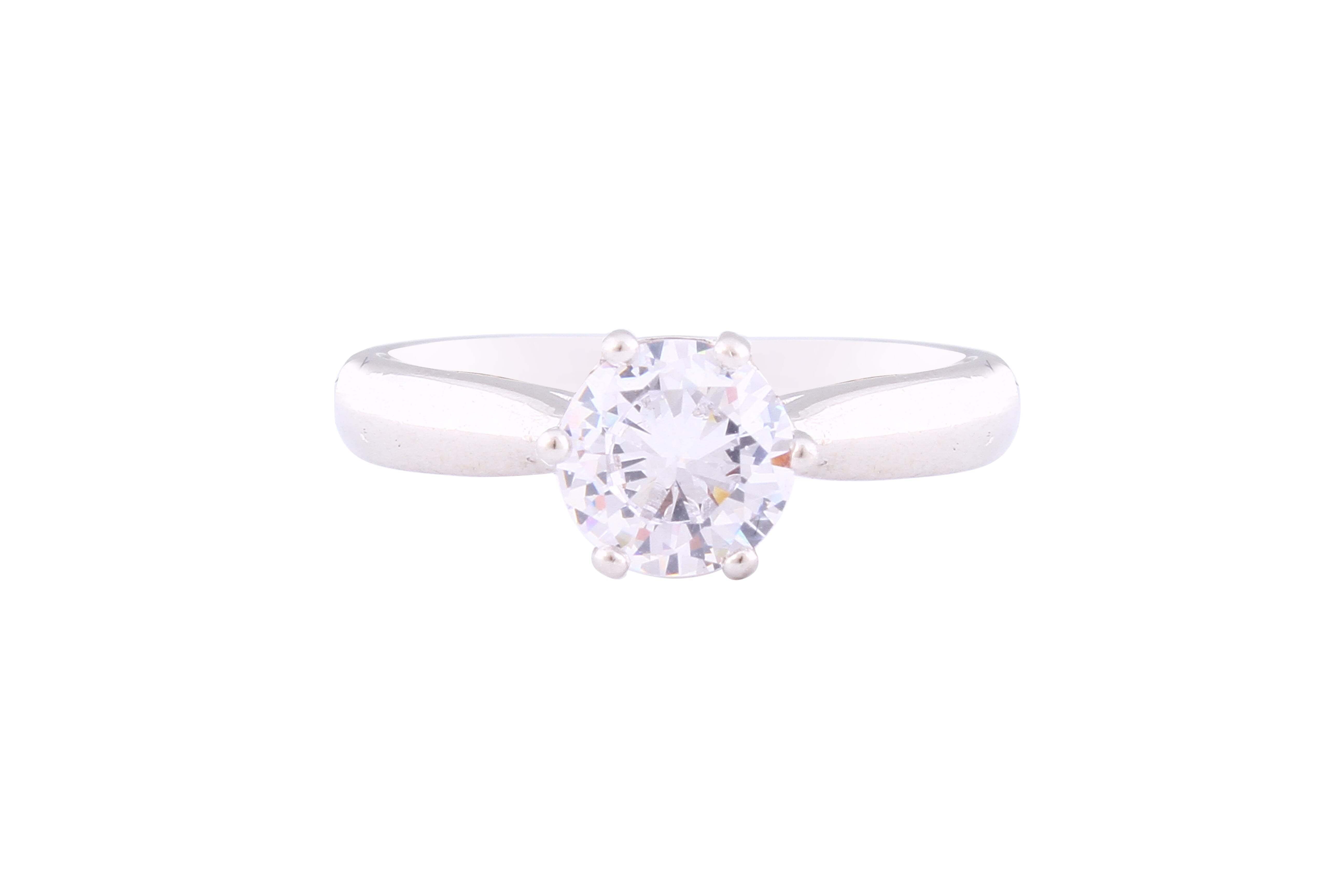 Asfour Crystal Drew Ring Inlaid With Round Zircon Stone In 925 Sterling Silver RM0045-7