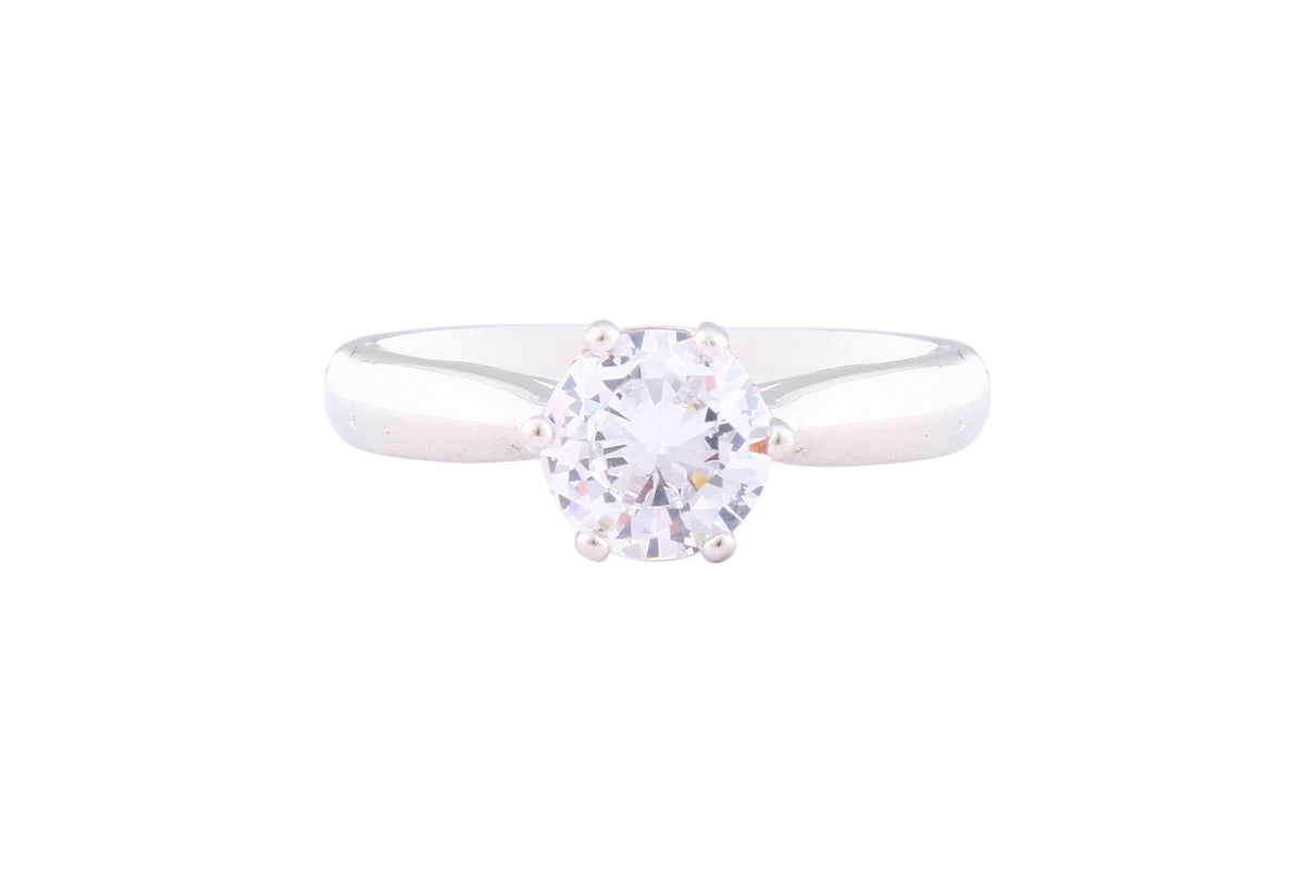 Asfour Crystal Drew Ring Inlaid With Round Zircon Stone In 925 Sterling Silver RM0045-7