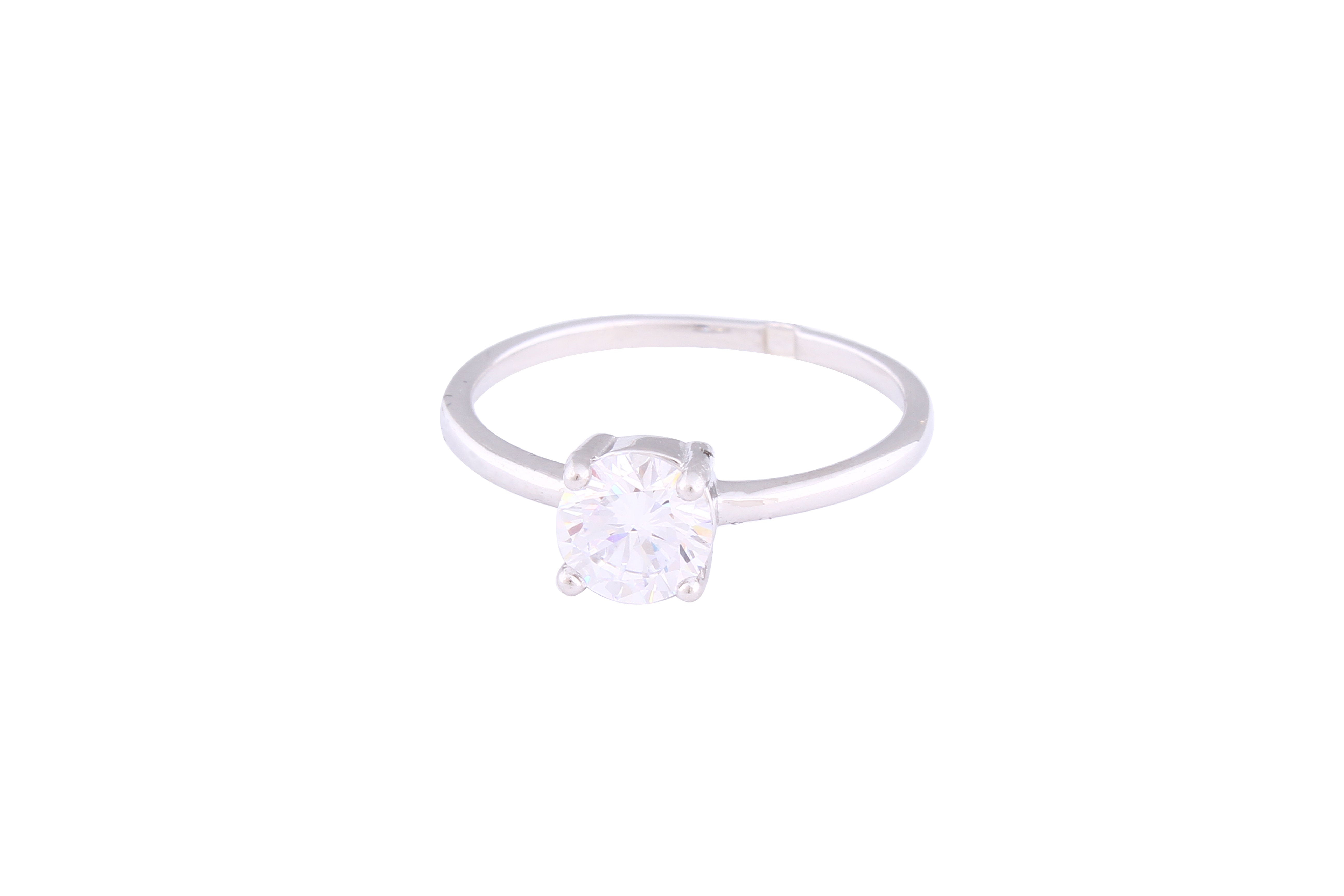 Asfour Crystal Drew Ring Inlaid With Round Zircon Stone In 925 Sterling Silver RM0049-7