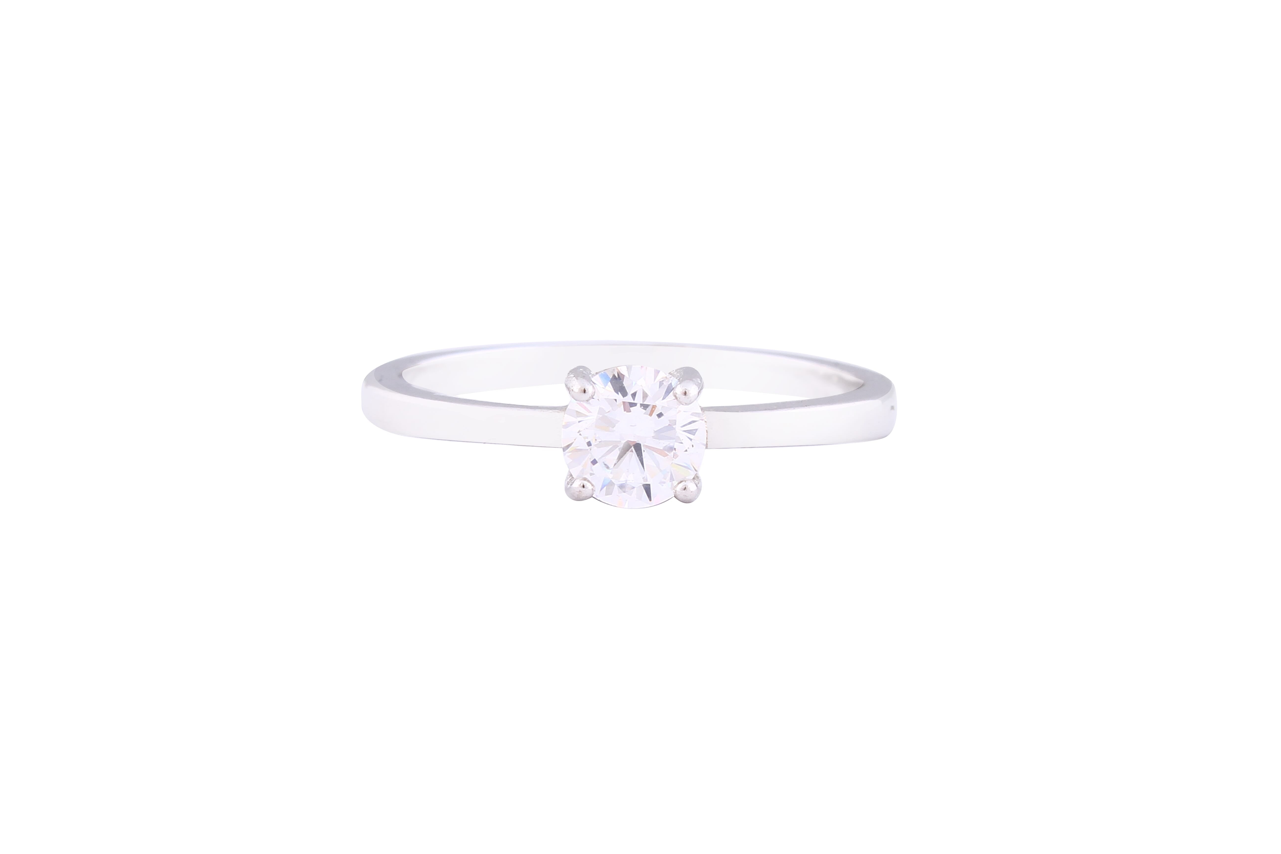 Asfour Crystal Drew Ring Inlaid With Round Zircon Stone In 925 Sterling Silver RM0050-7