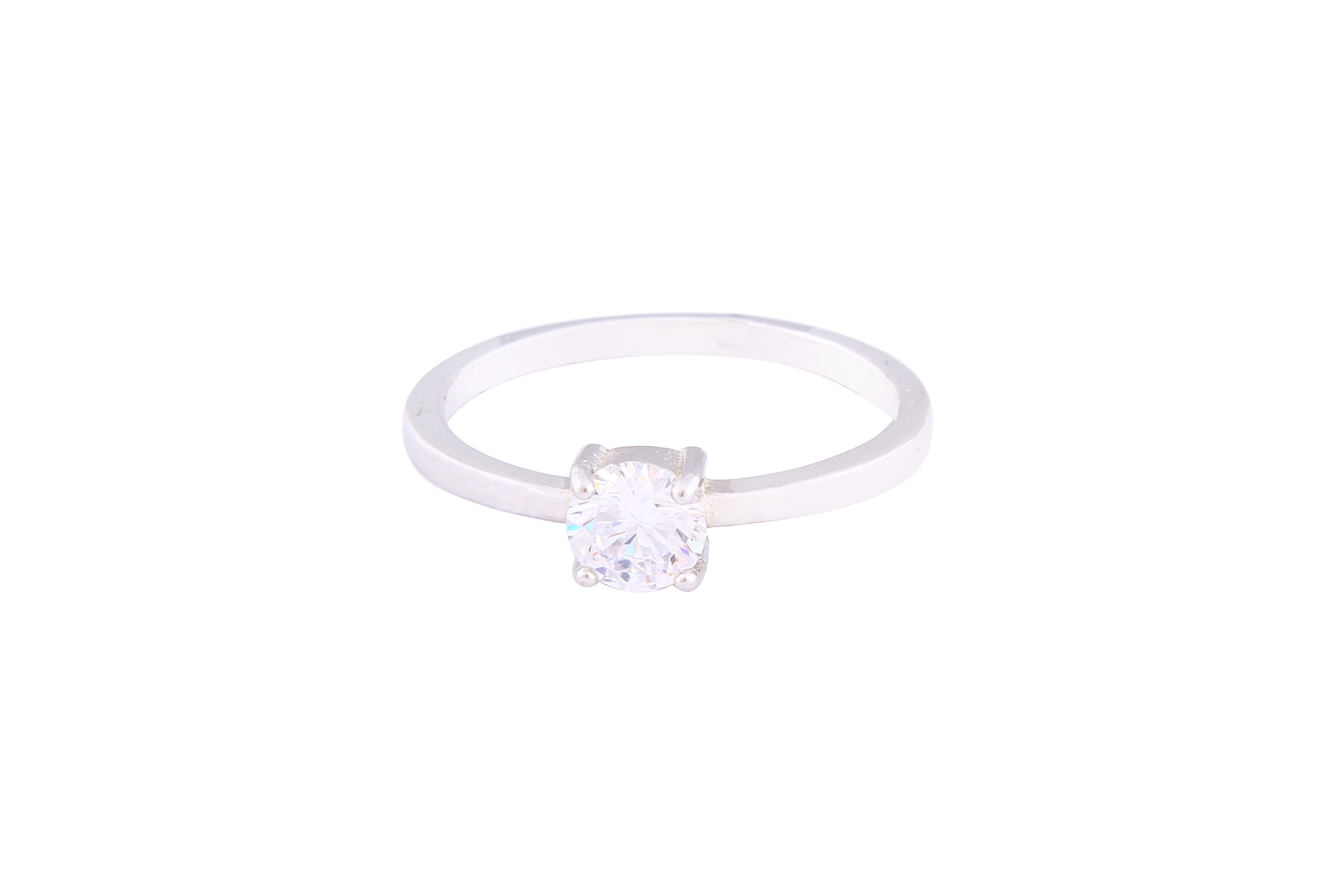 Asfour Crystal Drew Ring Inlaid With Round Zircon Stone In 925 Sterling Silver RM0050-7