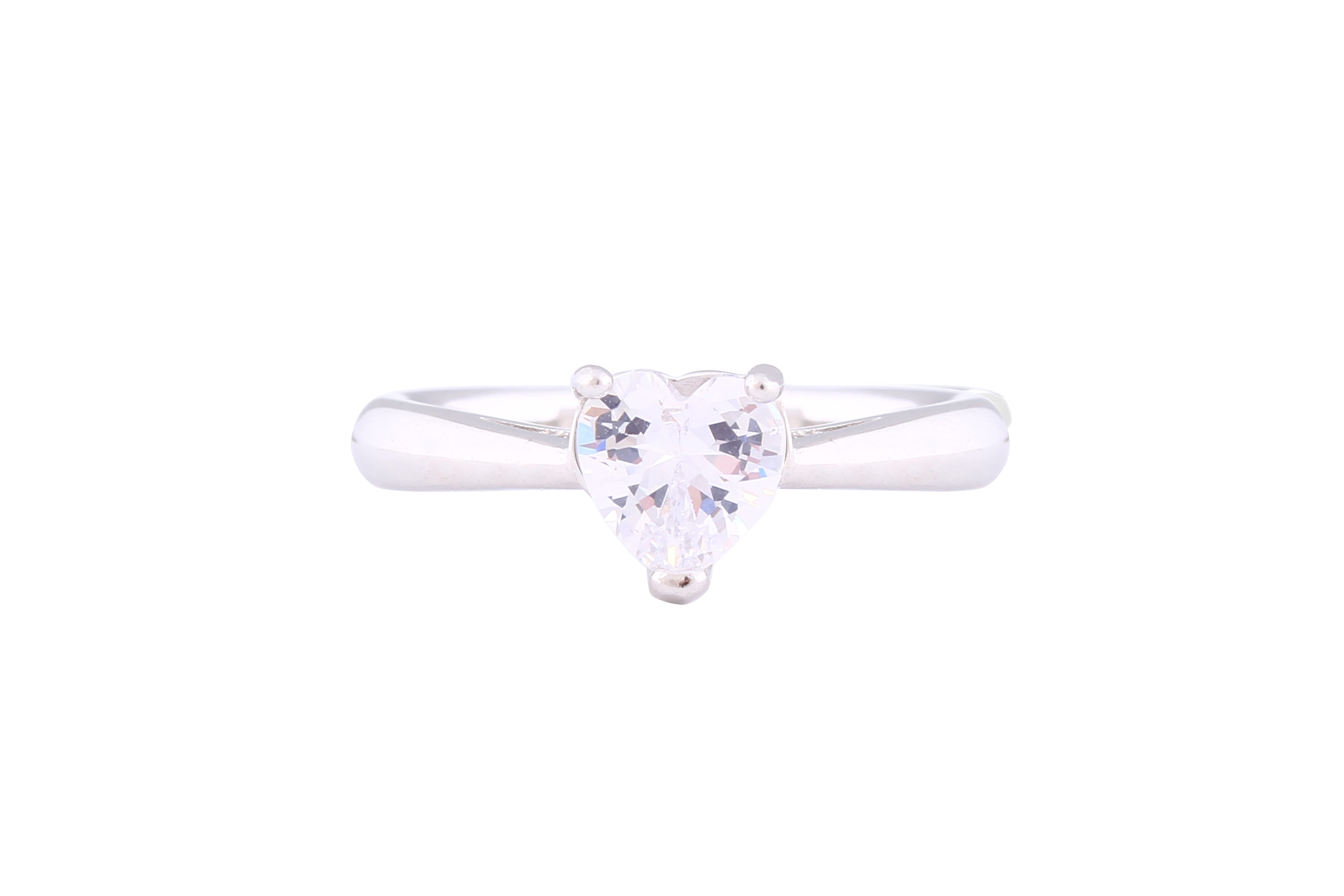 Asfour Crystal Drew Ring Inlaid With Heart Zircon Stone In 925 Sterling Silver RM0053-7