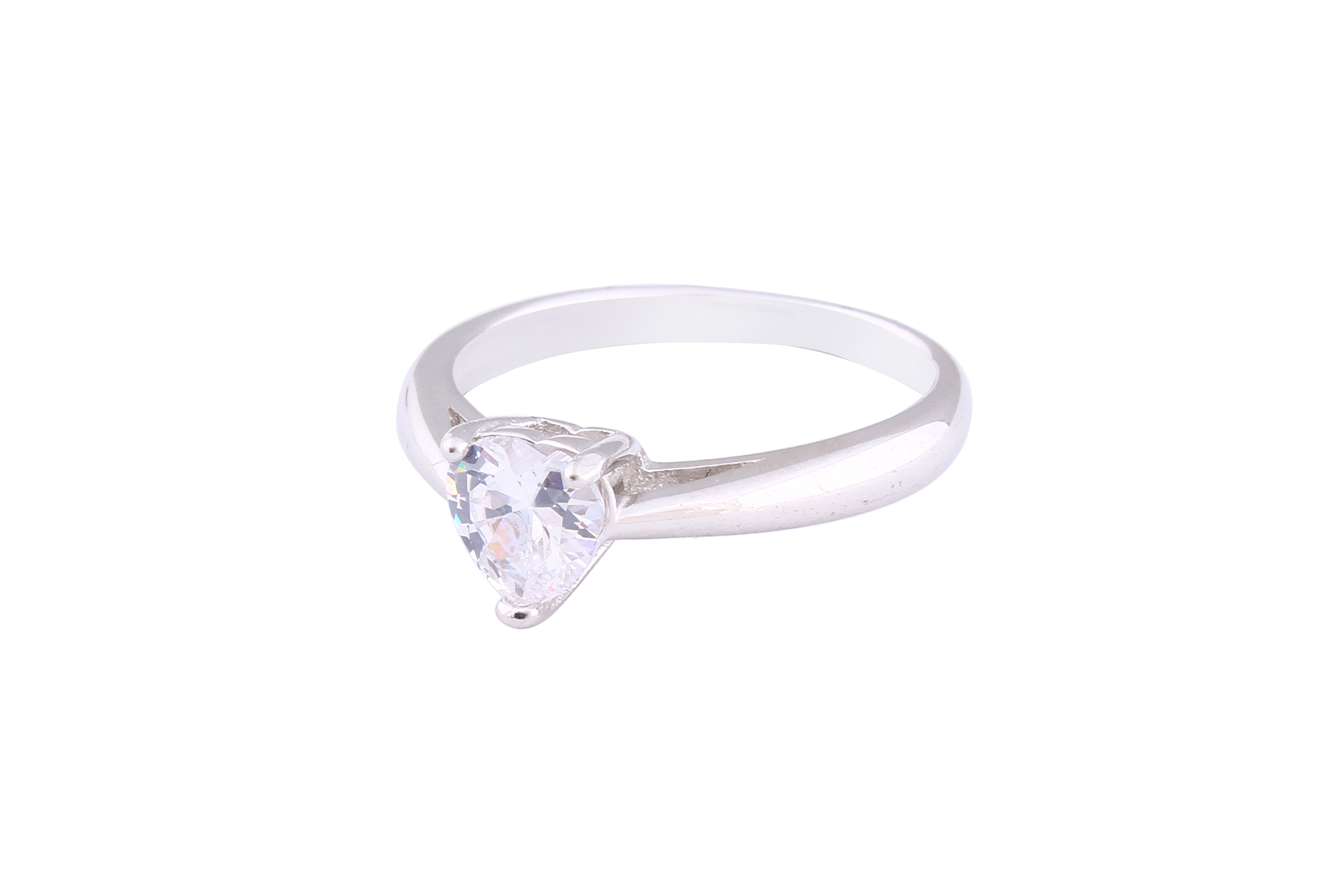 Asfour Crystal Drew Ring Inlaid With Heart Zircon Stone In 925 Sterling Silver RM0053-7