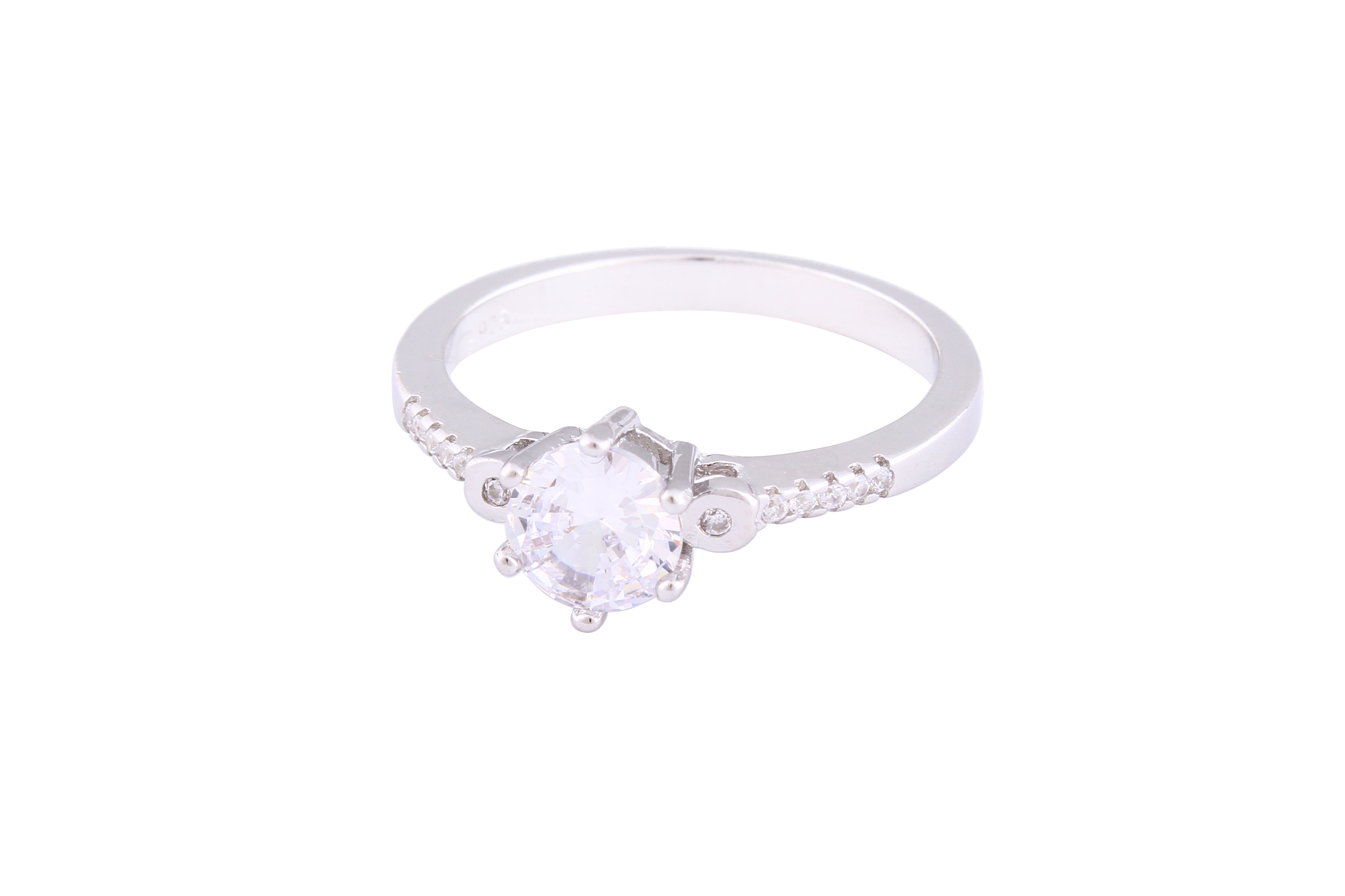 Asfour Crystal Drew Ring Inlaid With Round Zircon Stones In 925 Sterling Silver RM0056-7