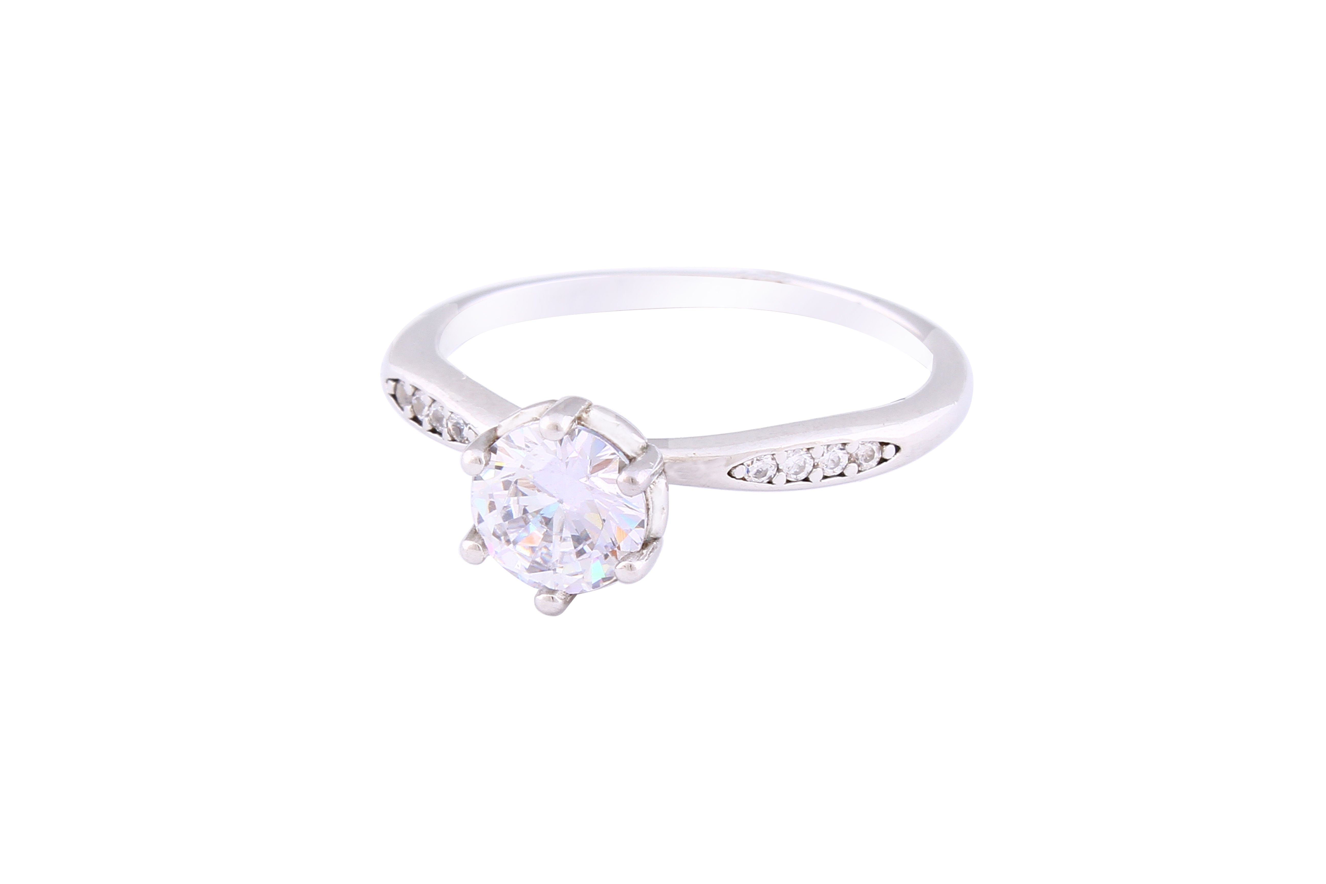 Asfour Crystal Drew Ring Inlaid With Round Zircon Stones In 925 Sterling Silver RM0059-8