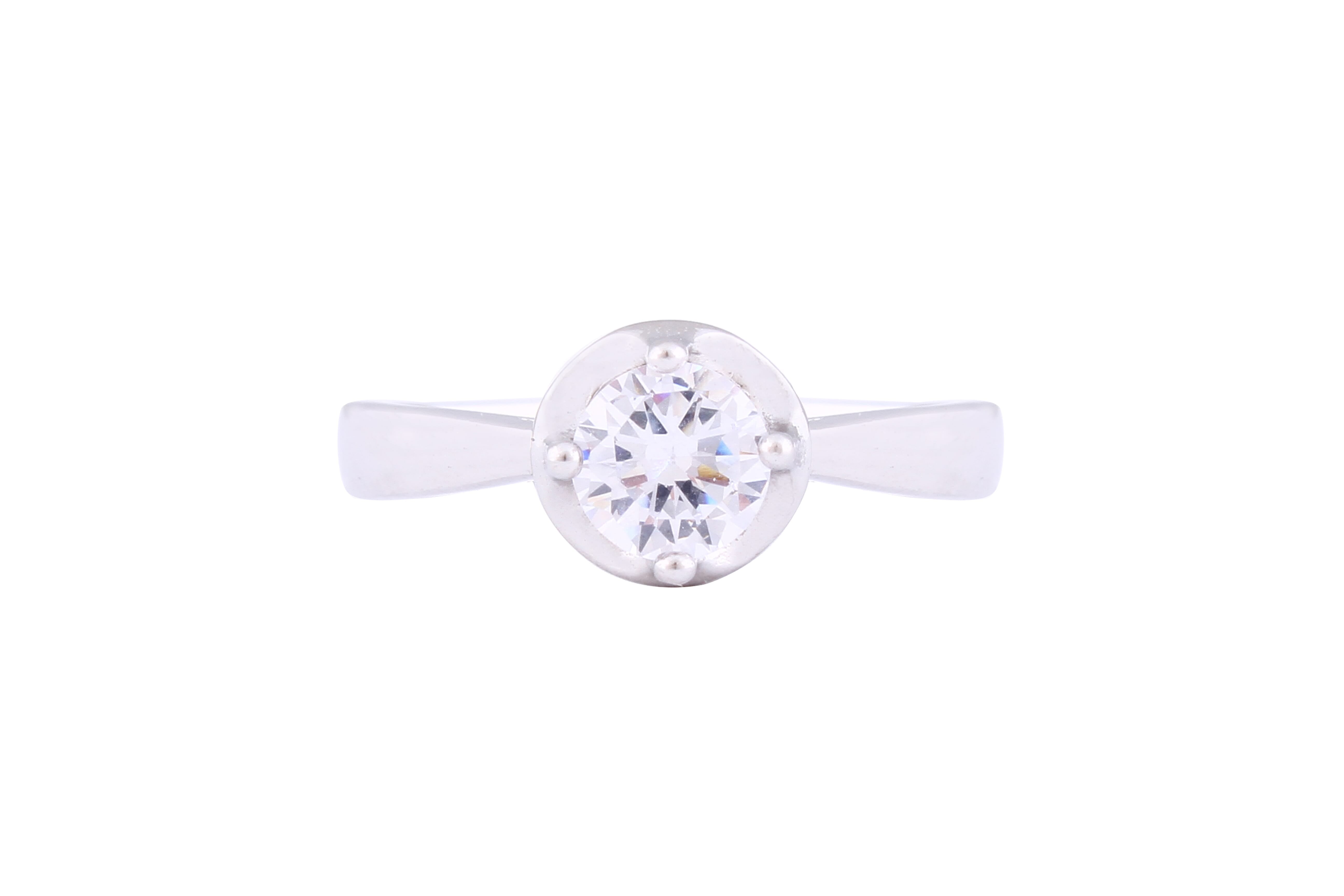 Asfour Crystal Drew Ring Inlaid With Round Zircon Stone In 925 Sterling Silver RM0060-7