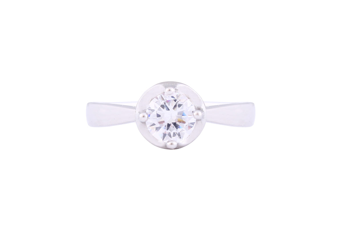 Asfour Crystal Drew Ring Inlaid With Round Zircon Stone In 925 Sterling Silver RM0060-7