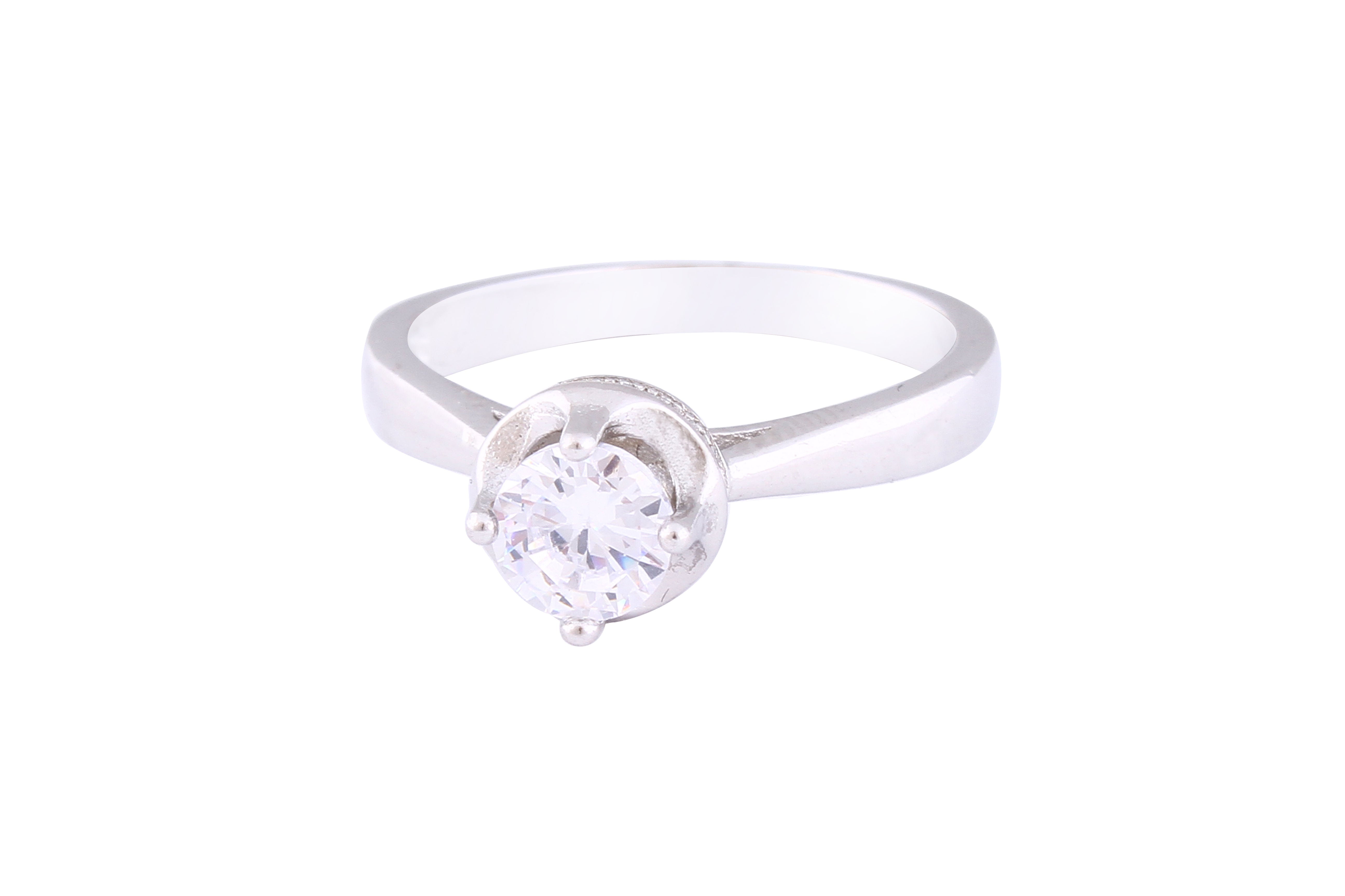 Asfour Crystal Drew Ring Inlaid With Round Zircon Stone In 925 Sterling Silver RM0060-7