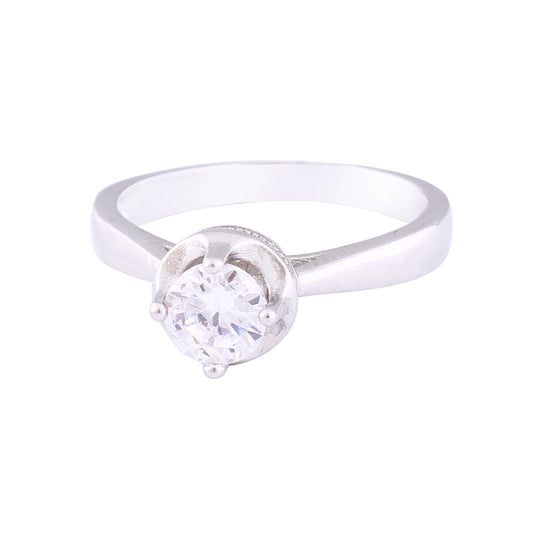 Asfour Crystal Drew Ring Inlaid With Round Zircon Stone In 925 Sterling Silver RM0060-8