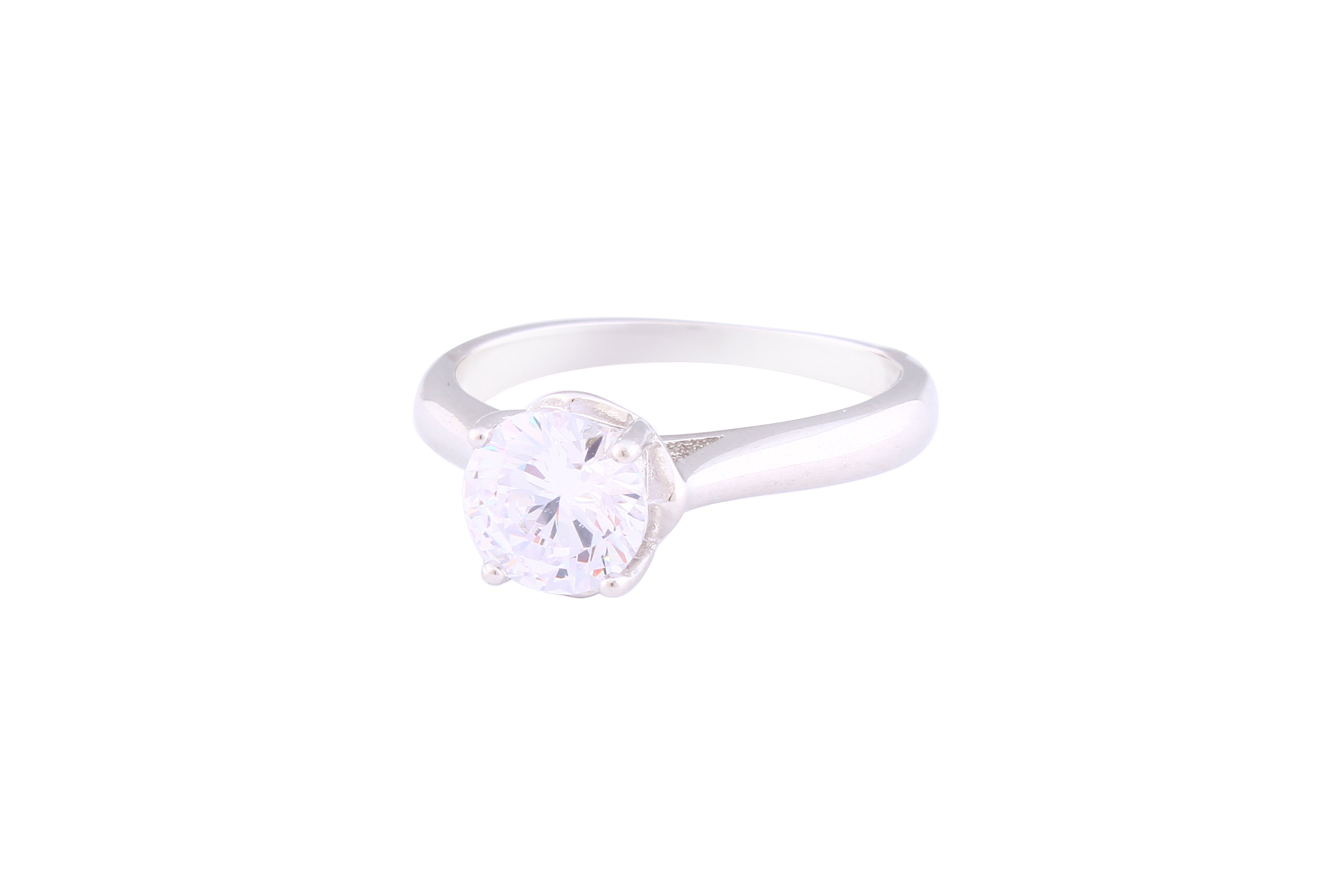 Asfour Crystal Drew Ring Inlaid With Round Zircon Stone In 925 Sterling Silver RM0061-7