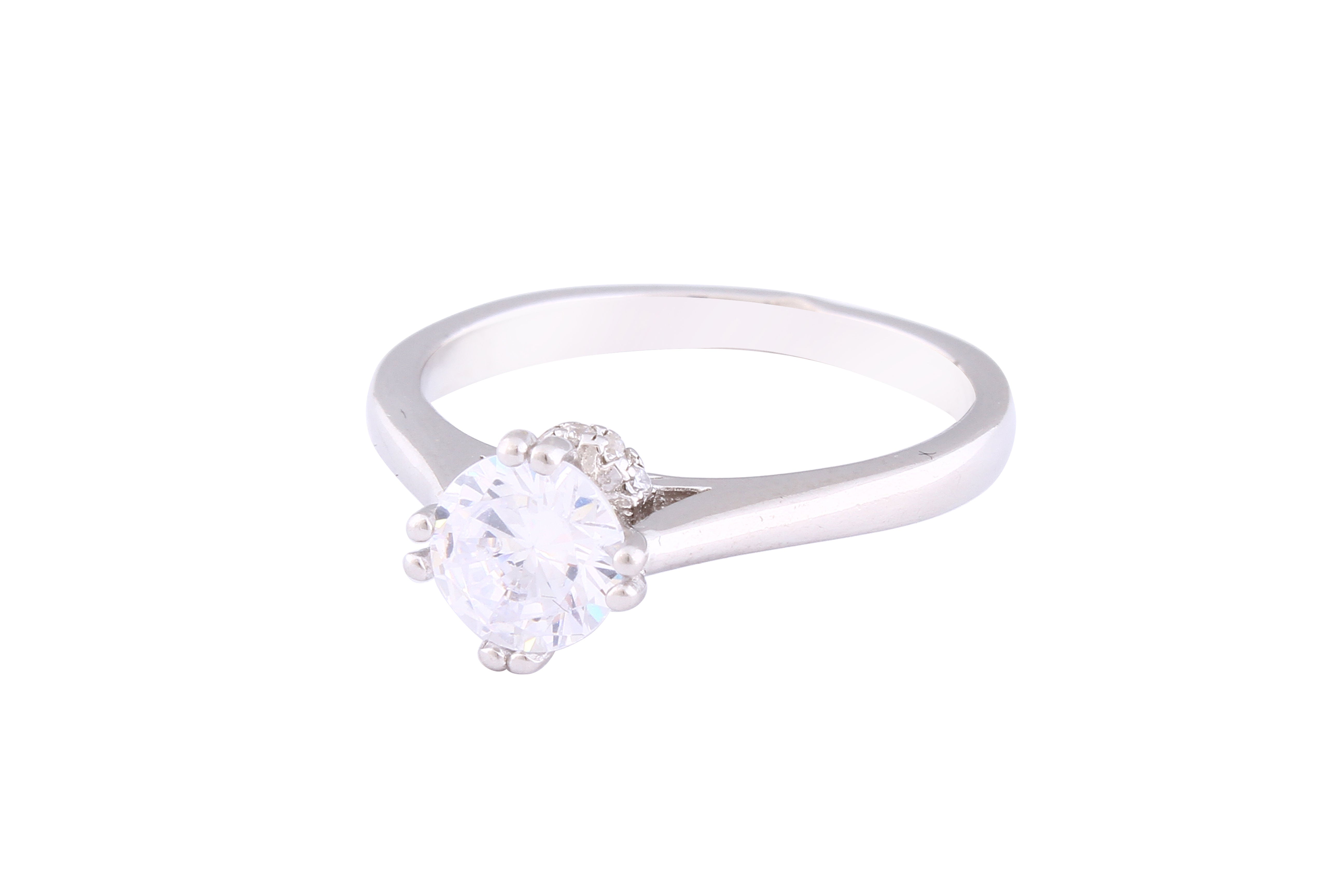 Asfour Crystal Drew Ring Inlaid With Round Zircon Stone In 925 Sterling Silver RM0062-7