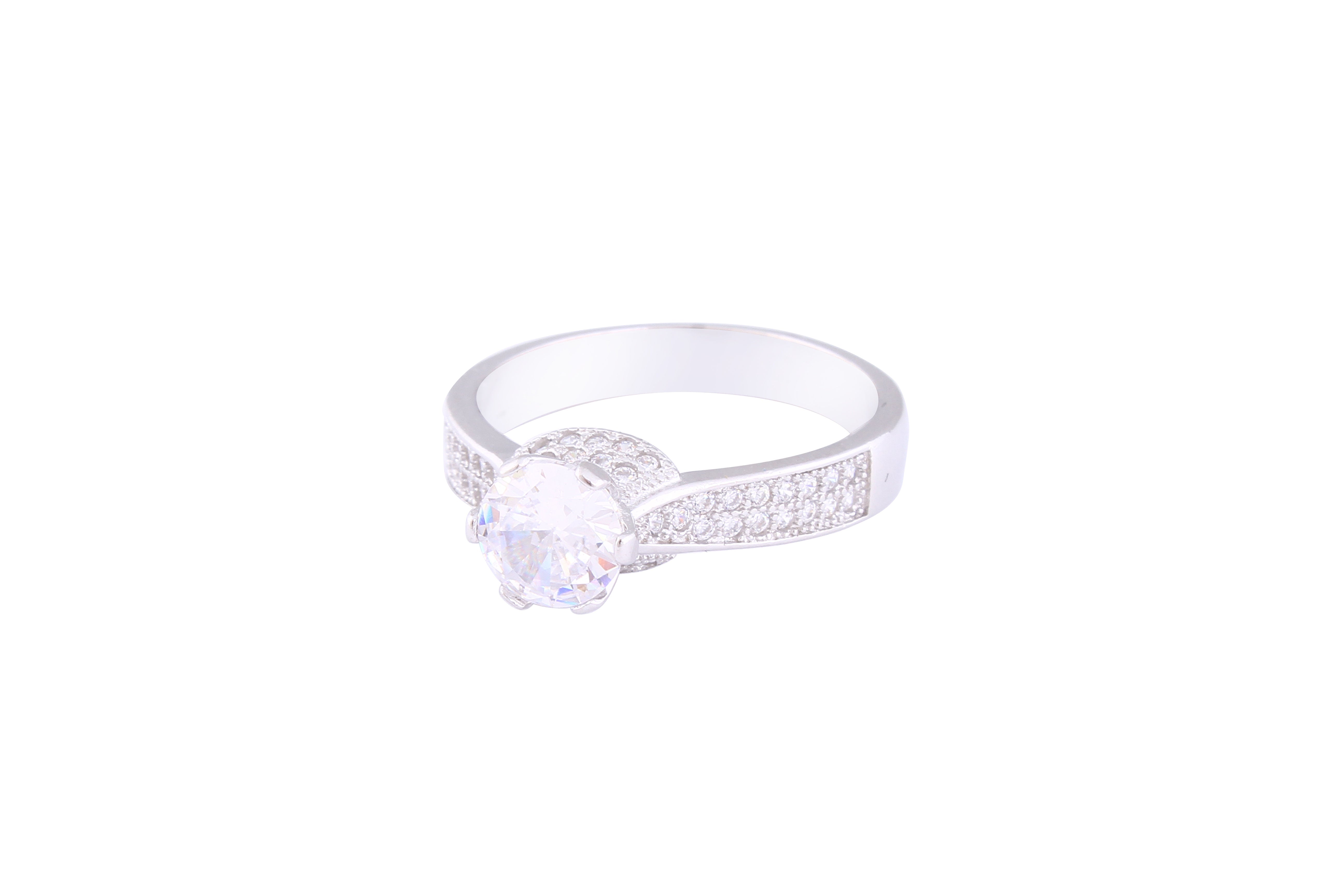 Asfour Crystal Drew Ring Inlaid With Round Zircon Stones In 925 Sterling Silver RM0064-7