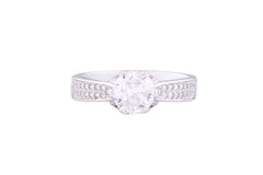 Asfour Crystal Drew Ring Inlaid With Round Zircon Stones In 925 Sterling Silver RM0064-9