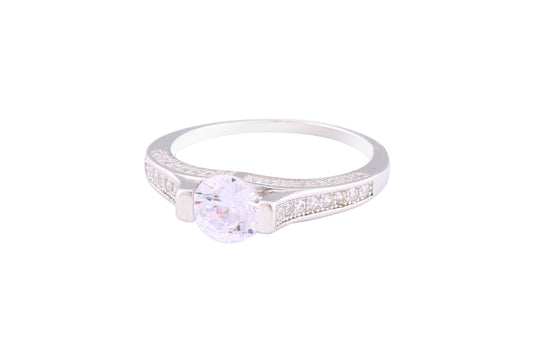 Asfour Crystal Drew Ring Inlaid With Round Zircon Stones In 925 Sterling Silver RM0067-7