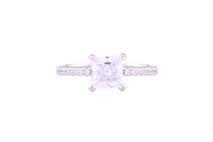 Asfour Crystal Drew Ring Inlaid With Square Zircon Stone In 925 Sterling Silver RM0068-7