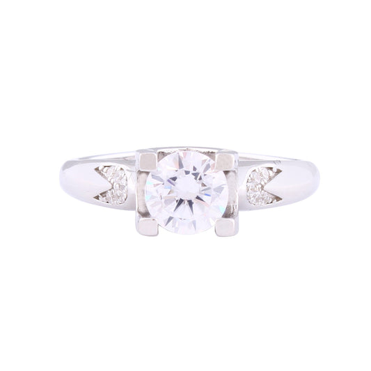 Asfour Crystal Drew Ring Inlaid With Round Zircon Stone In 925 Sterling Silver RM0071-7