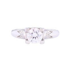 Asfour Crystal Drew Ring Inlaid With Round Zircon Stone In 925 Sterling Silver RM0071-7